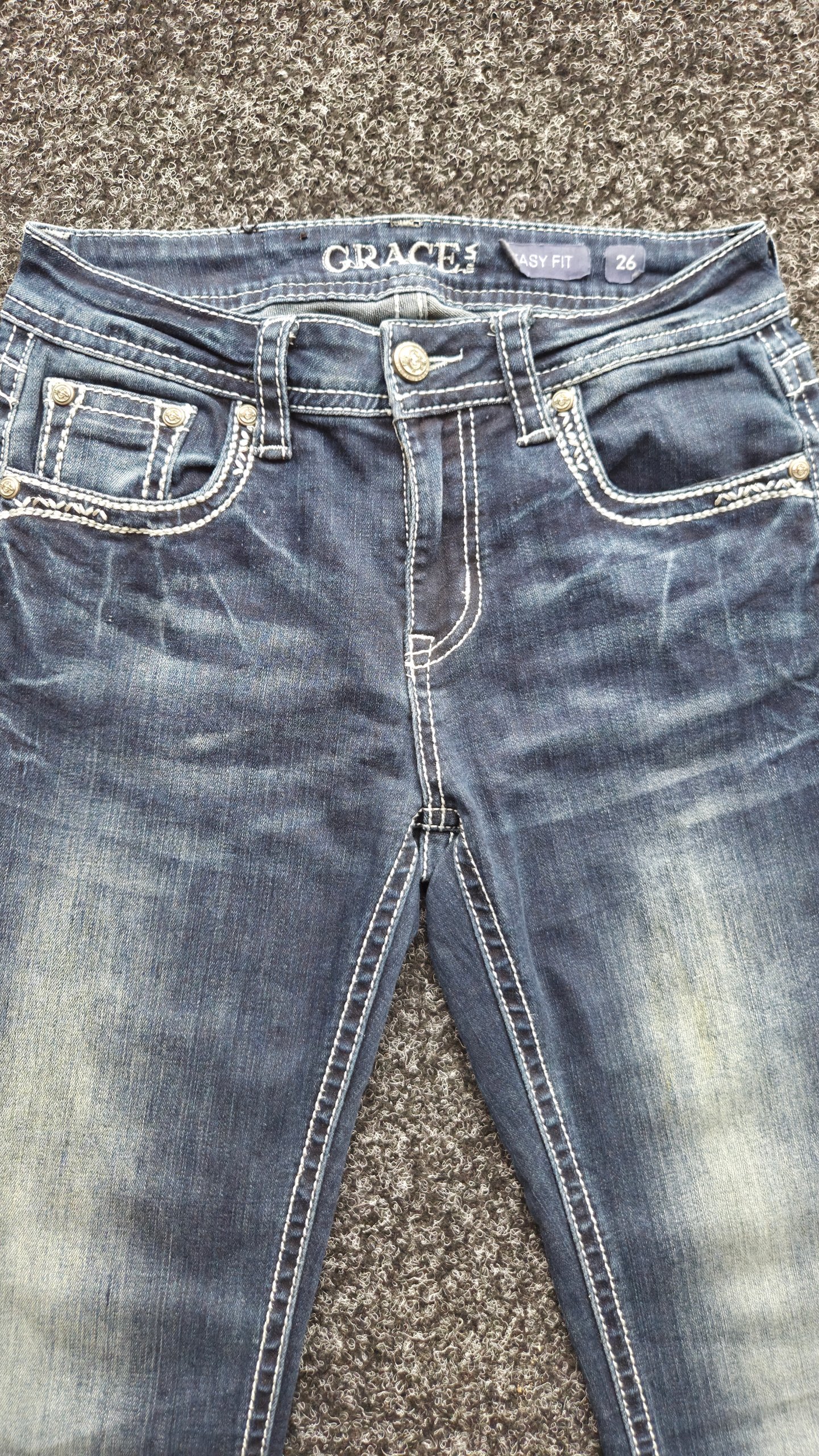 Grace in LA Easy Fit Y2K Fleur De Lis Snake Print Bootcut Jeans Women 26 / UK 6-8 image 9