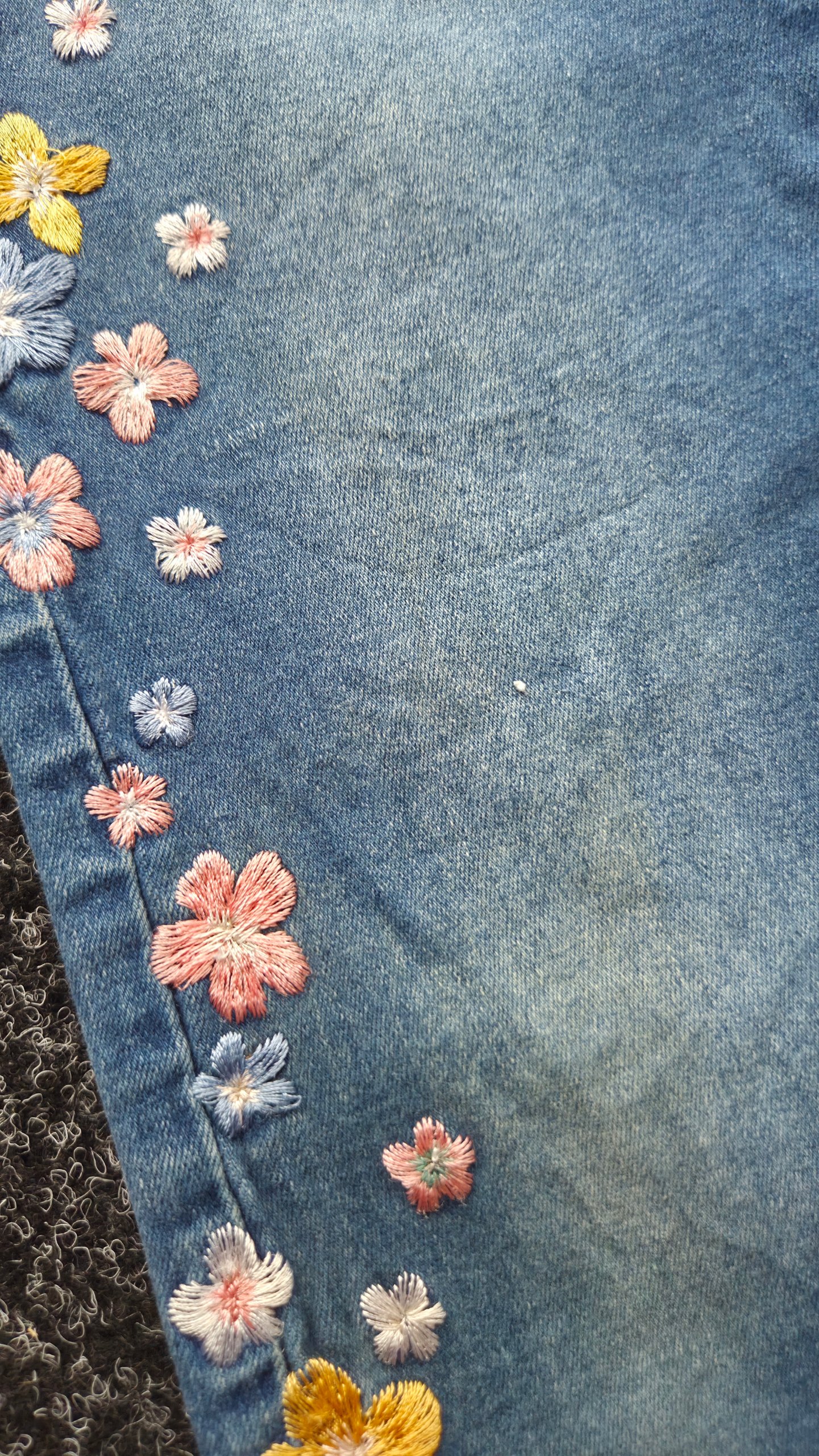 Vintage Y2K Bamboo Floral Embroidered Bootcut Flare Jeans Blue Petite UK 4 W24 L28 image 7