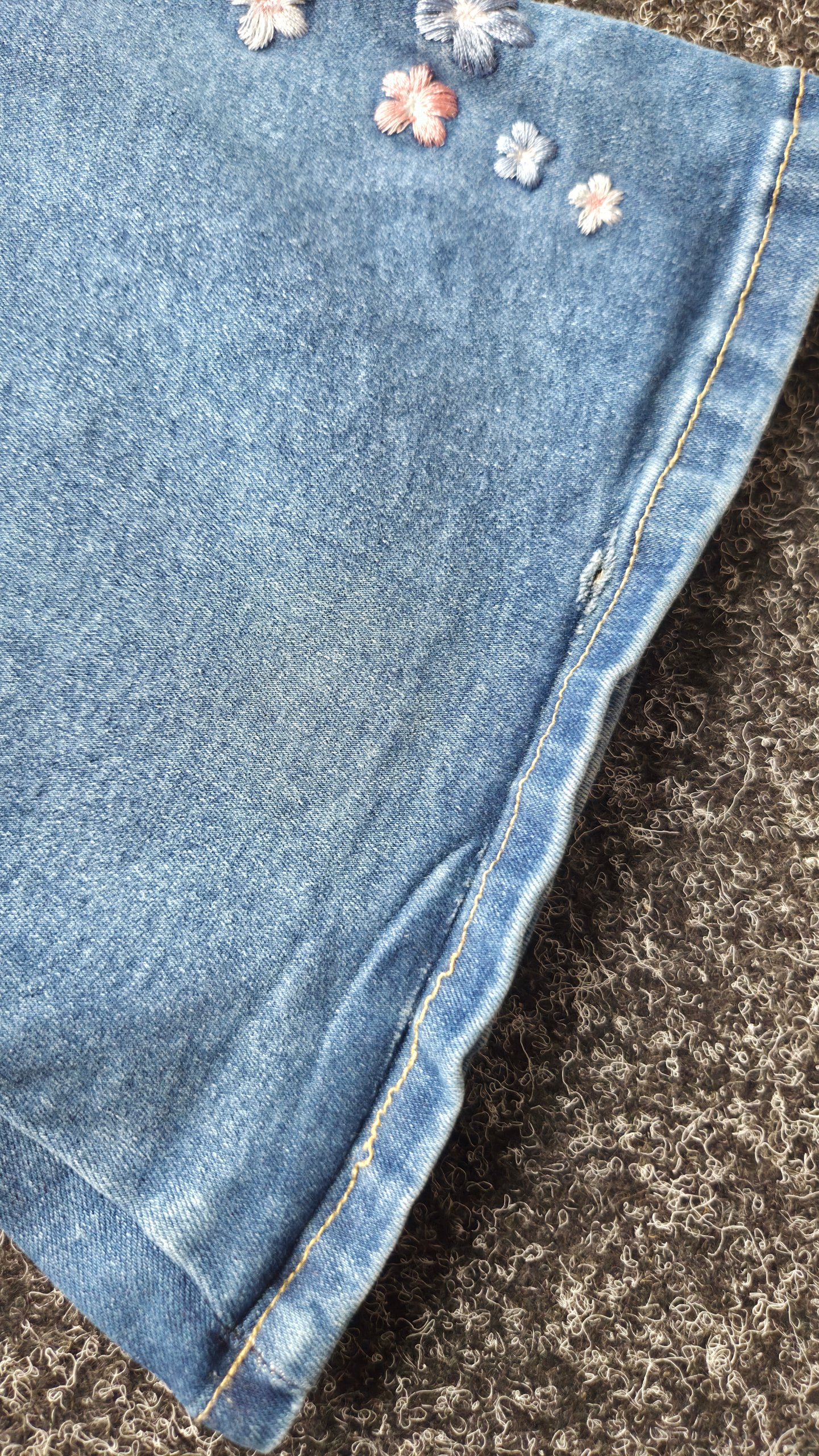 Vintage Y2K Bamboo Floral Embroidered Bootcut Flare Jeans Blue Petite UK 4 W24 L28 image 9