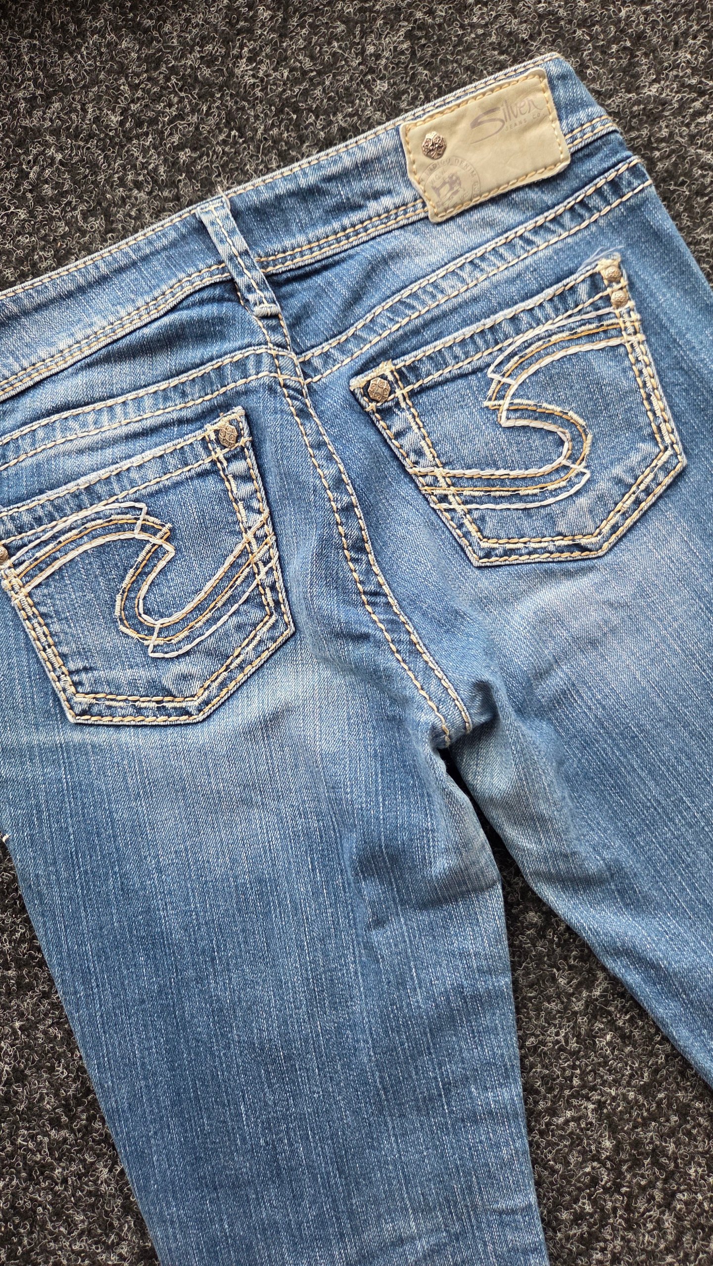 Silver Jeans Co Y2K Low Rise Bootcut Jeans W27/28 L31 Embroidered Pockets UK 8