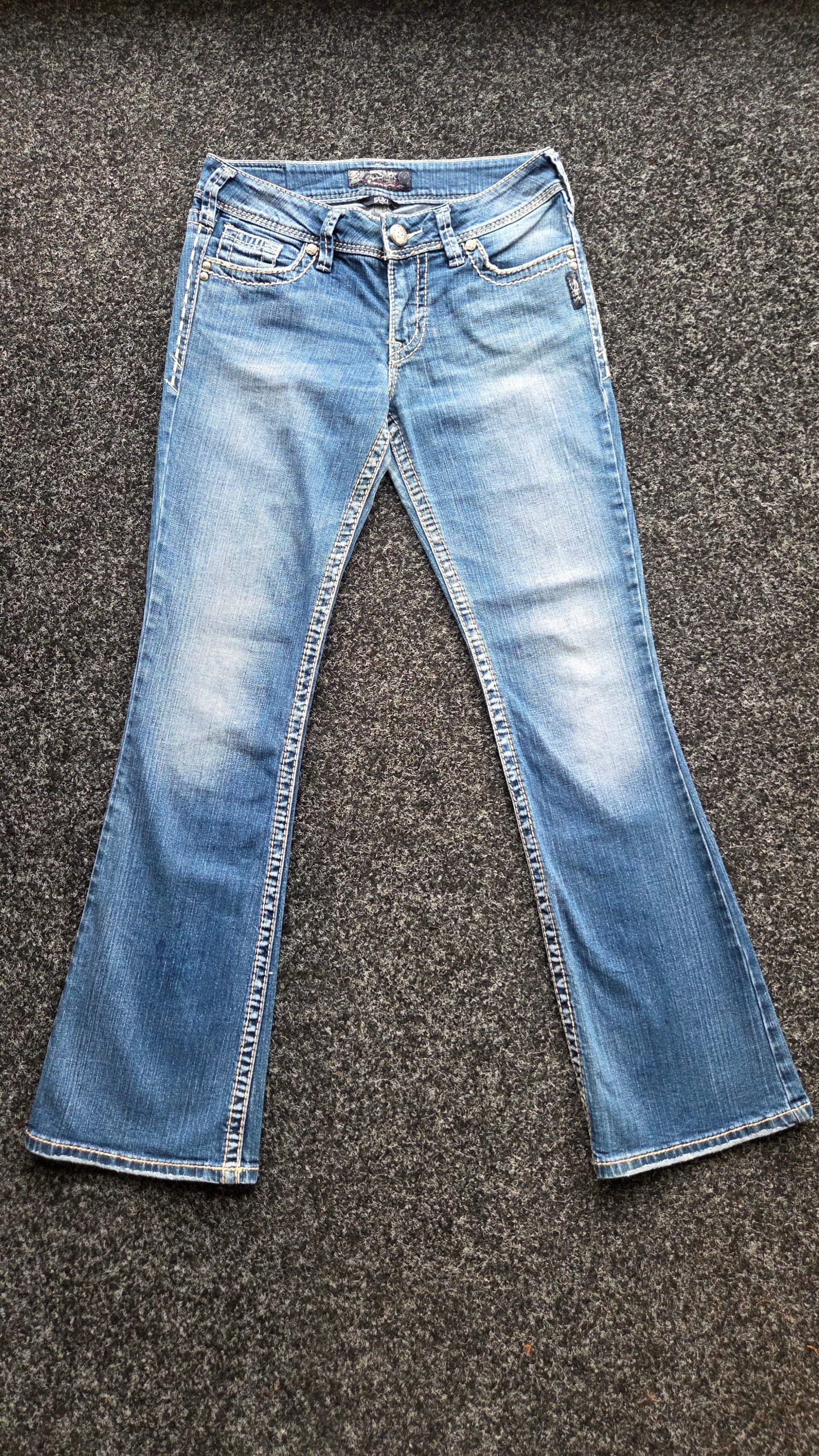 Silver Jeans Co Y2K Low Rise Bootcut Jeans W27/28 L31 Embroidered Pockets UK 8 image 3