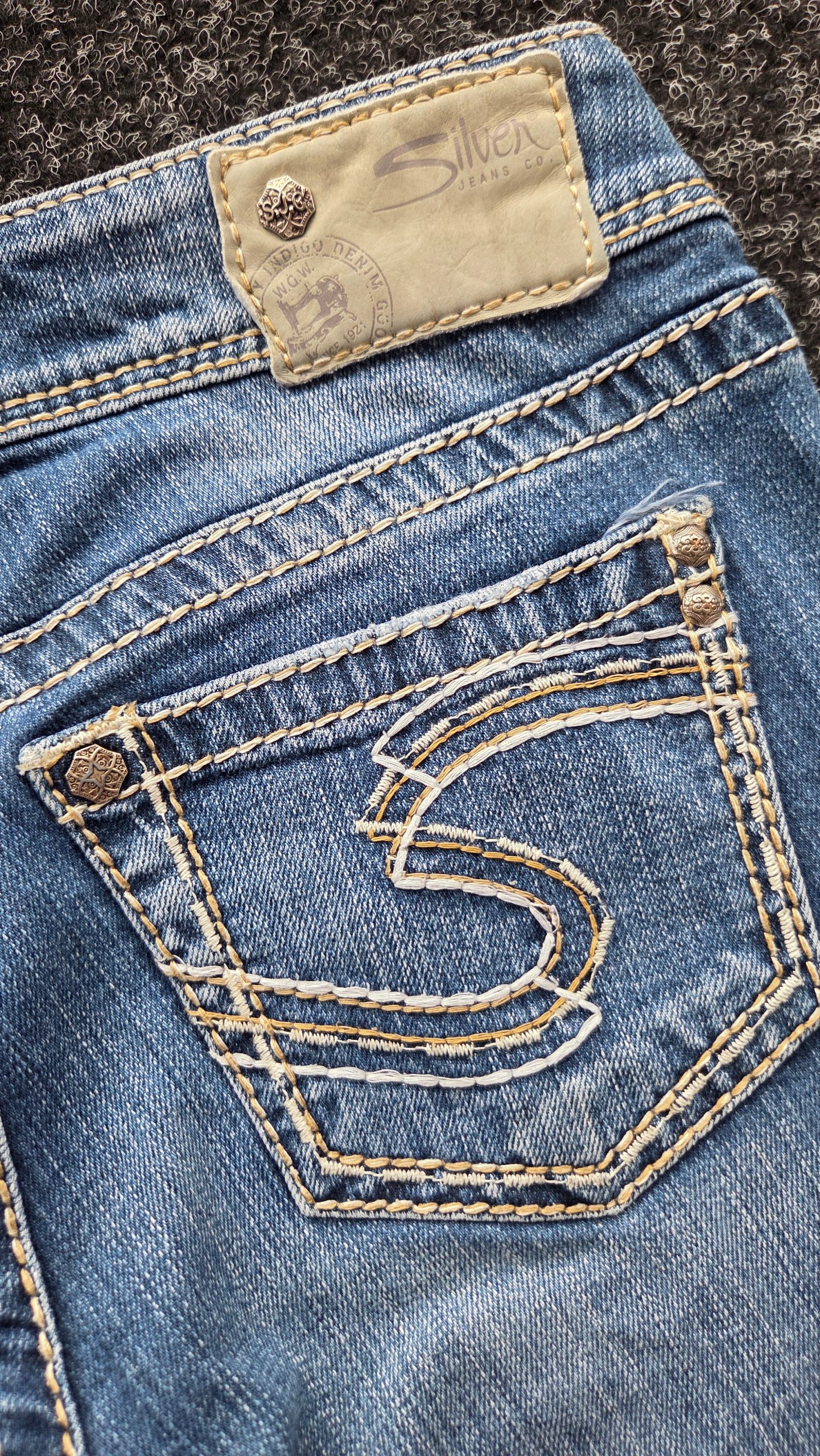 Silver Jeans Co Y2K Low Rise Bootcut Jeans W27/28 L31 Embroidered Pockets UK 8 image 4