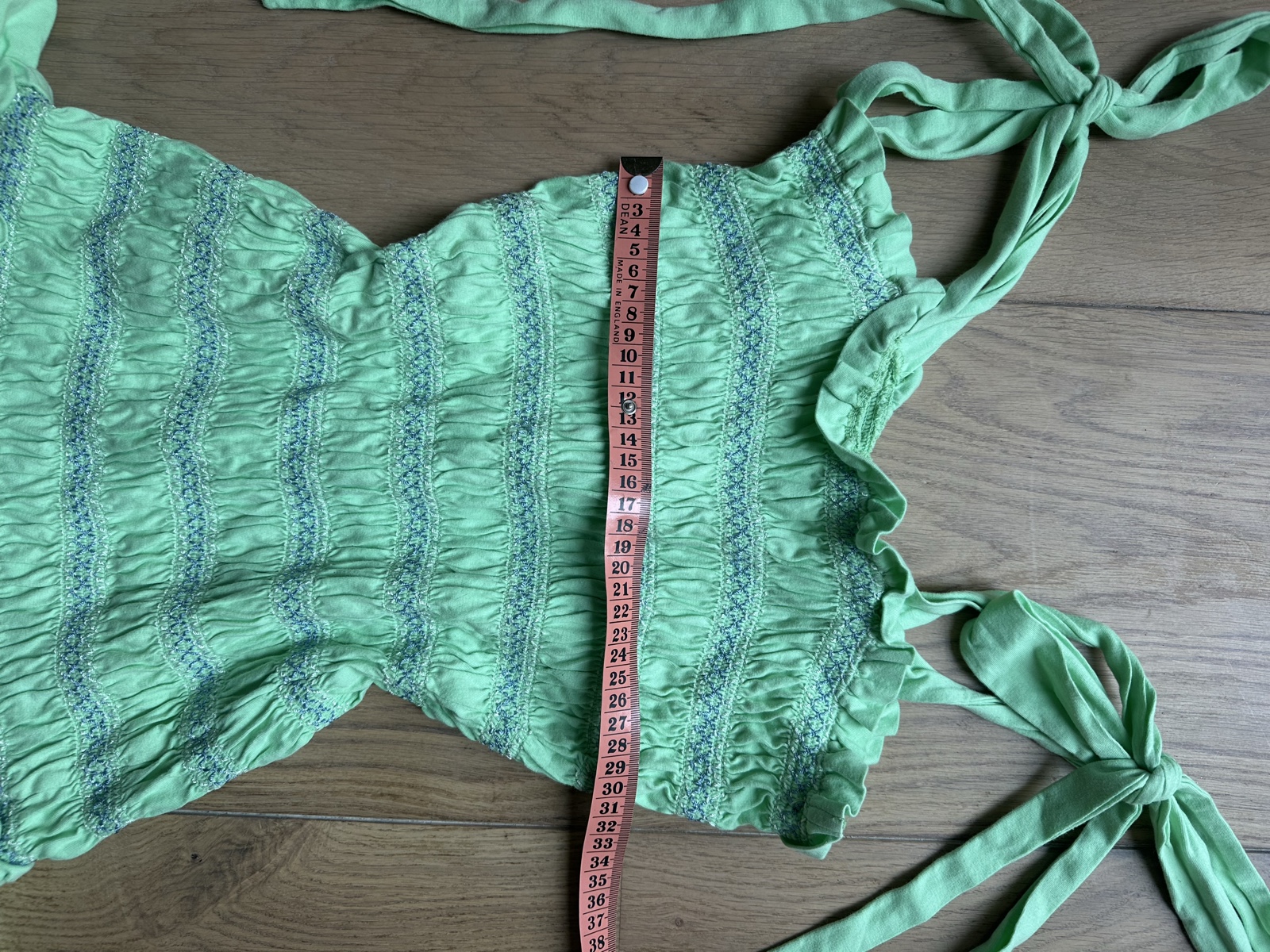 Green Ruffle Hem Tie-Strap Women's Summer Dress Small image 3