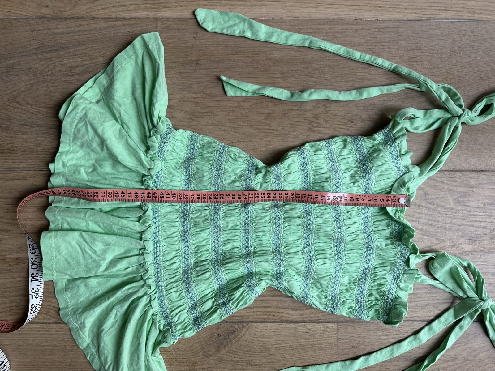 Green Ruffle Hem Tie-Strap Women's Summer Dress Small image 4