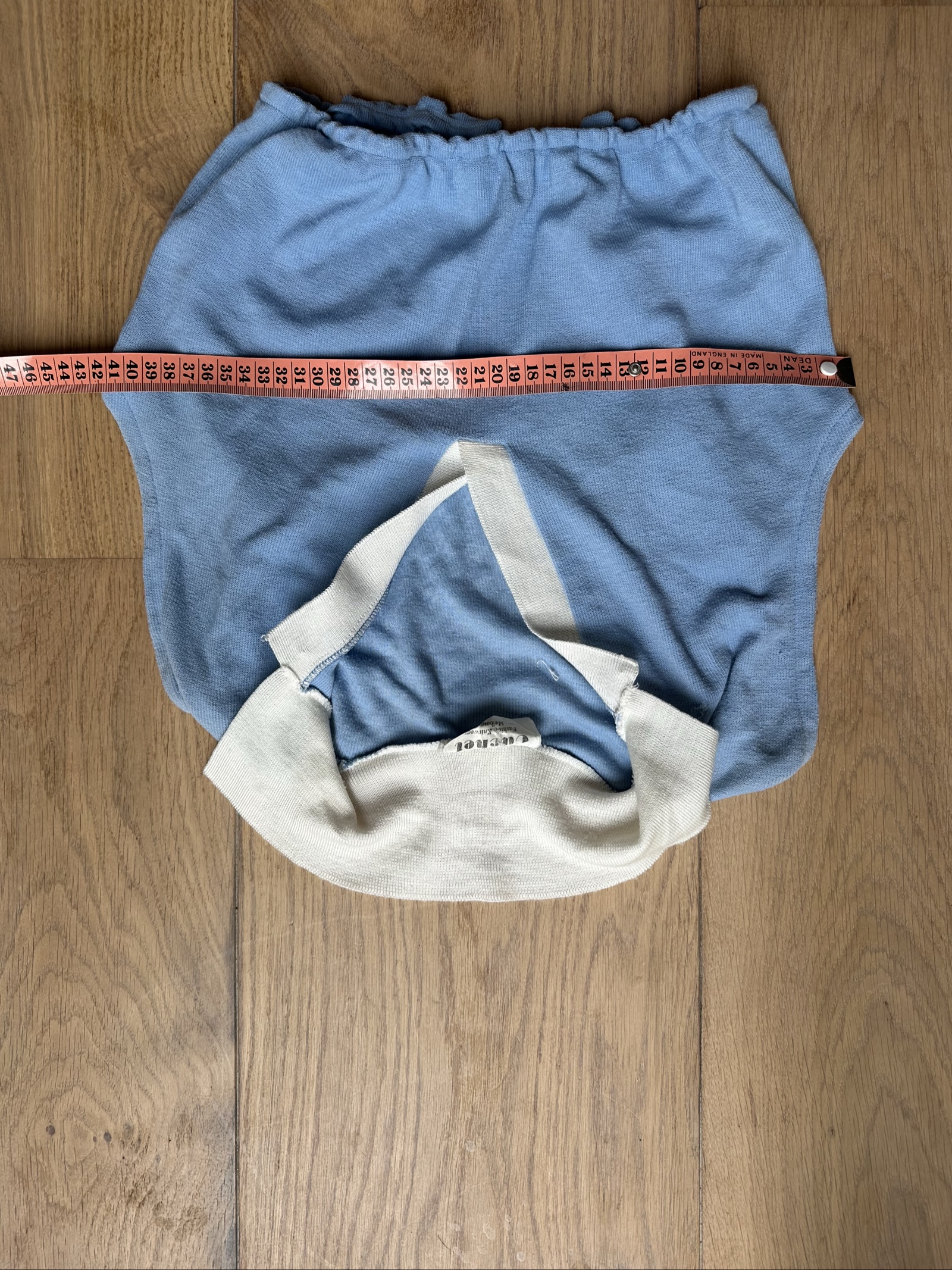 Caslbee Blue & White Cropped Knit Polo Top One Size image 4