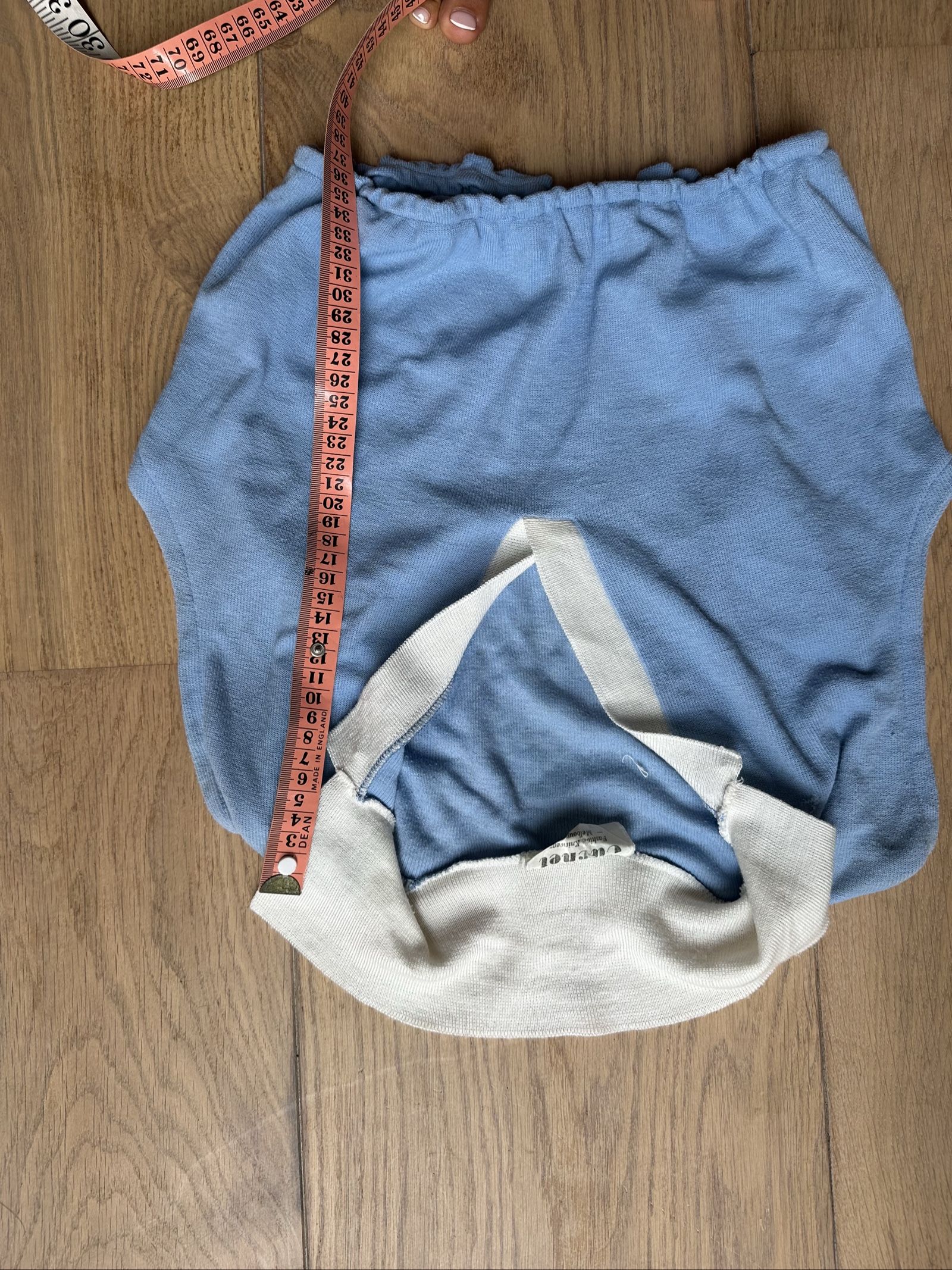 Caslbee Blue & White Cropped Knit Polo Top One Size image 5