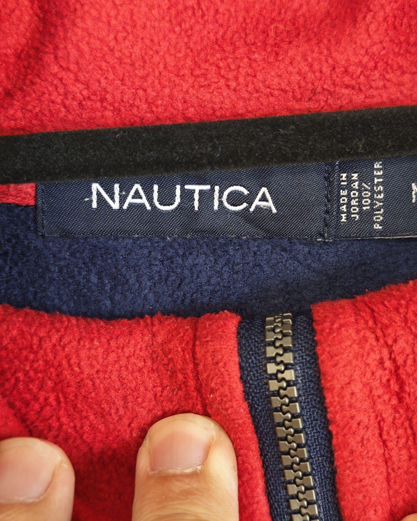 Nautica Navy & Red Quarter Zip Fleece Medium Gorpcore Sailing image 3