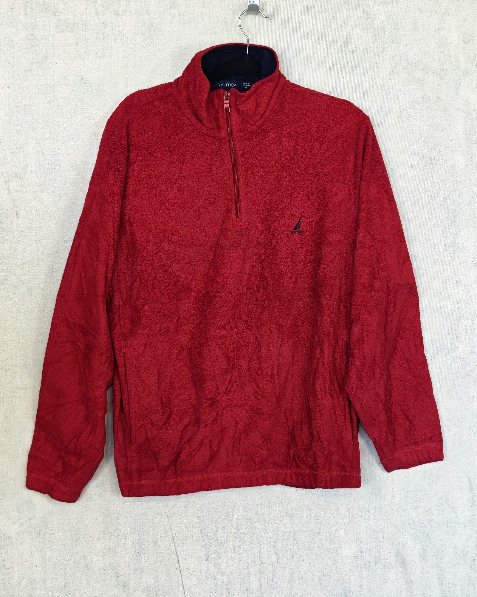 Nautica Men's Red Half-Zip Fleece Medium Gorpcore Sailing
