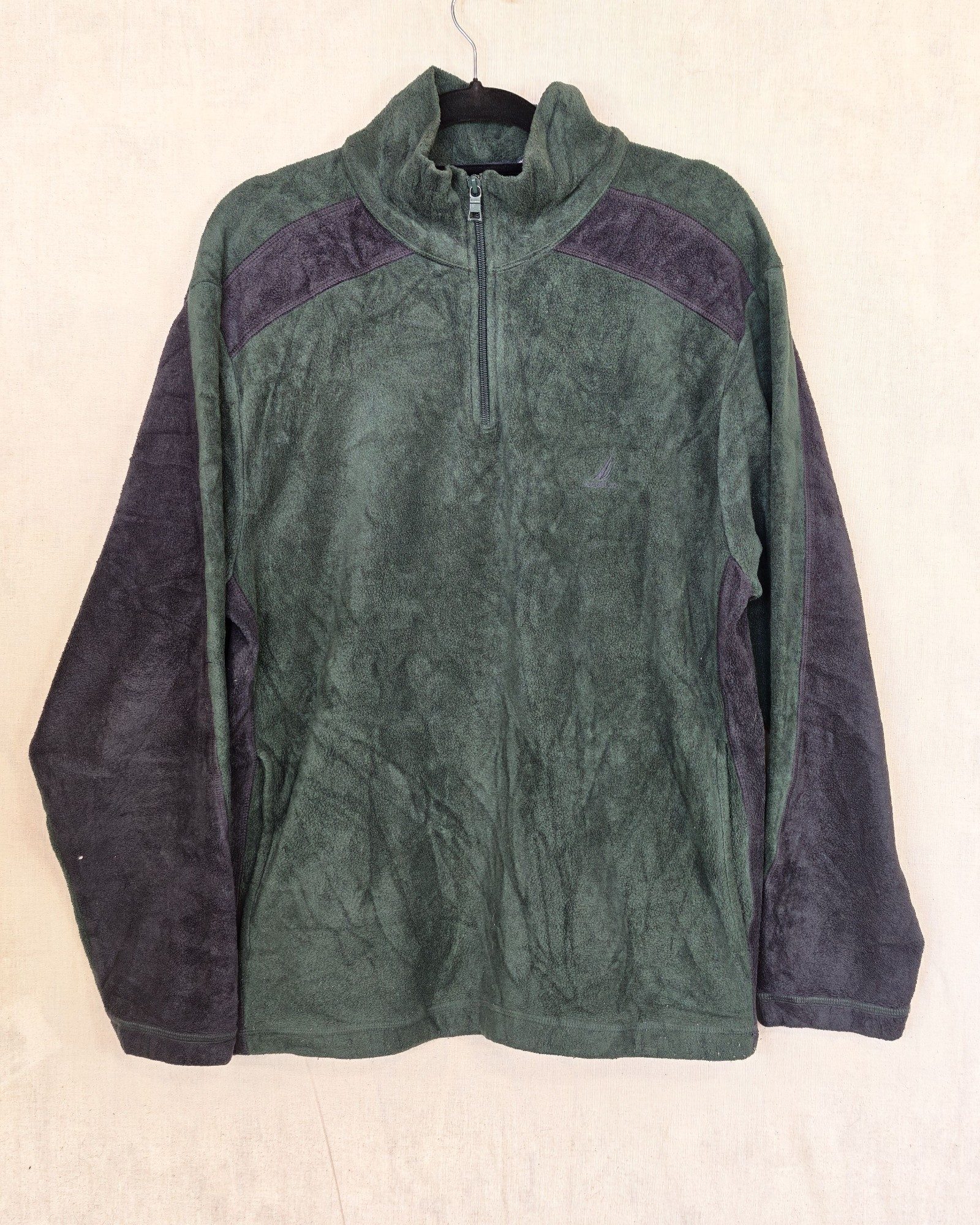 Nautica Men's Green & Black Fleece 1/4 Zip Medium Gorpcore Sailing
