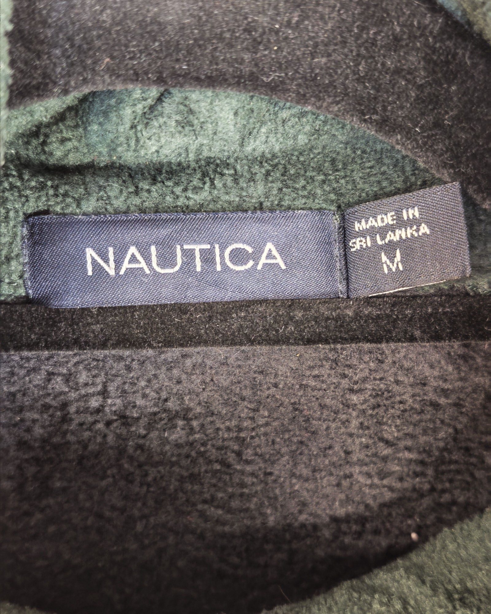 Nautica Men's Green & Black Fleece 1/4 Zip Medium Gorpcore Sailing image 3
