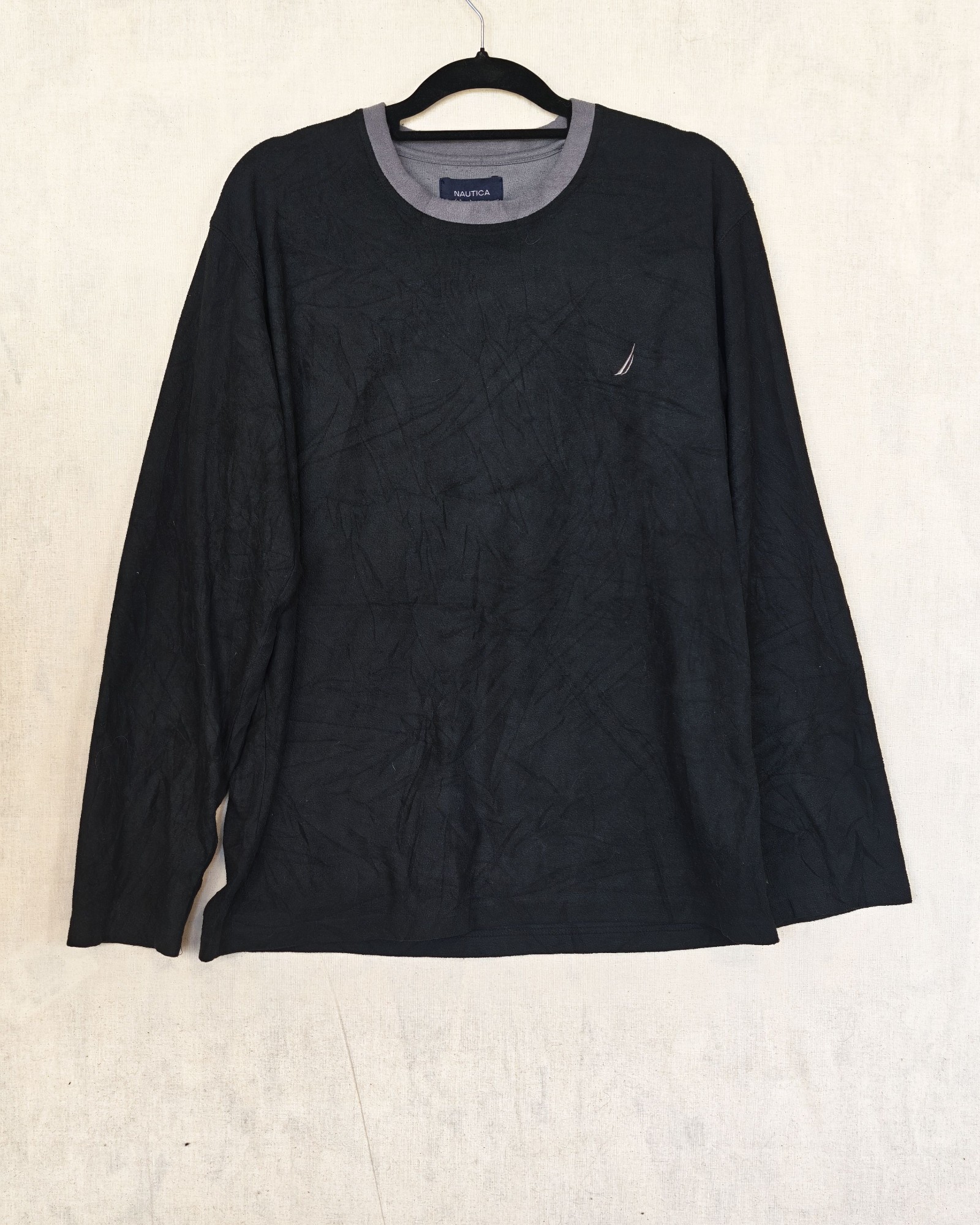 Nautica Black & Grey Men's Polyester Long Sleeve Top Medium