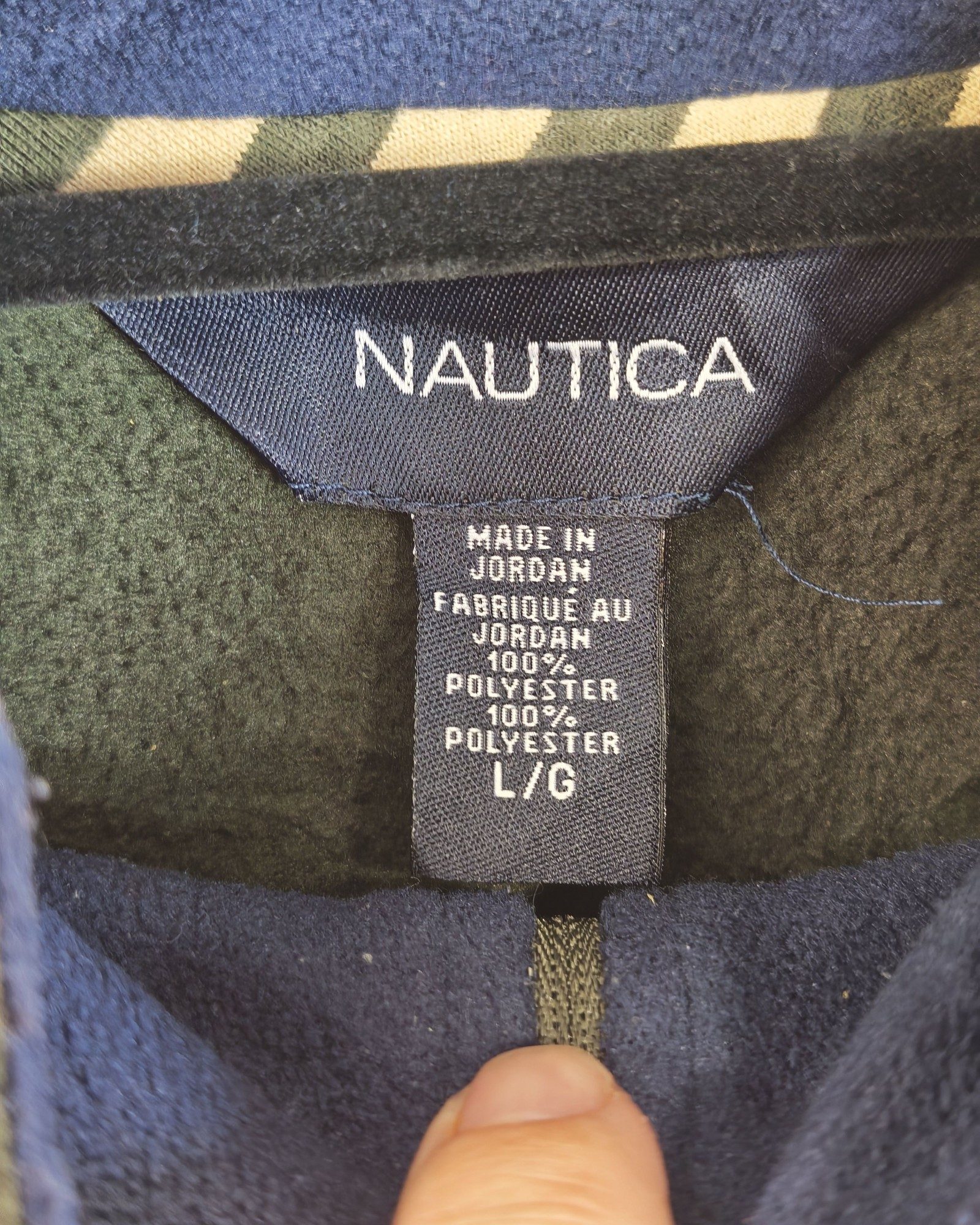 Nautica Men's Green & Navy Fleece Pullover Large Gorpcore Sailing image 3