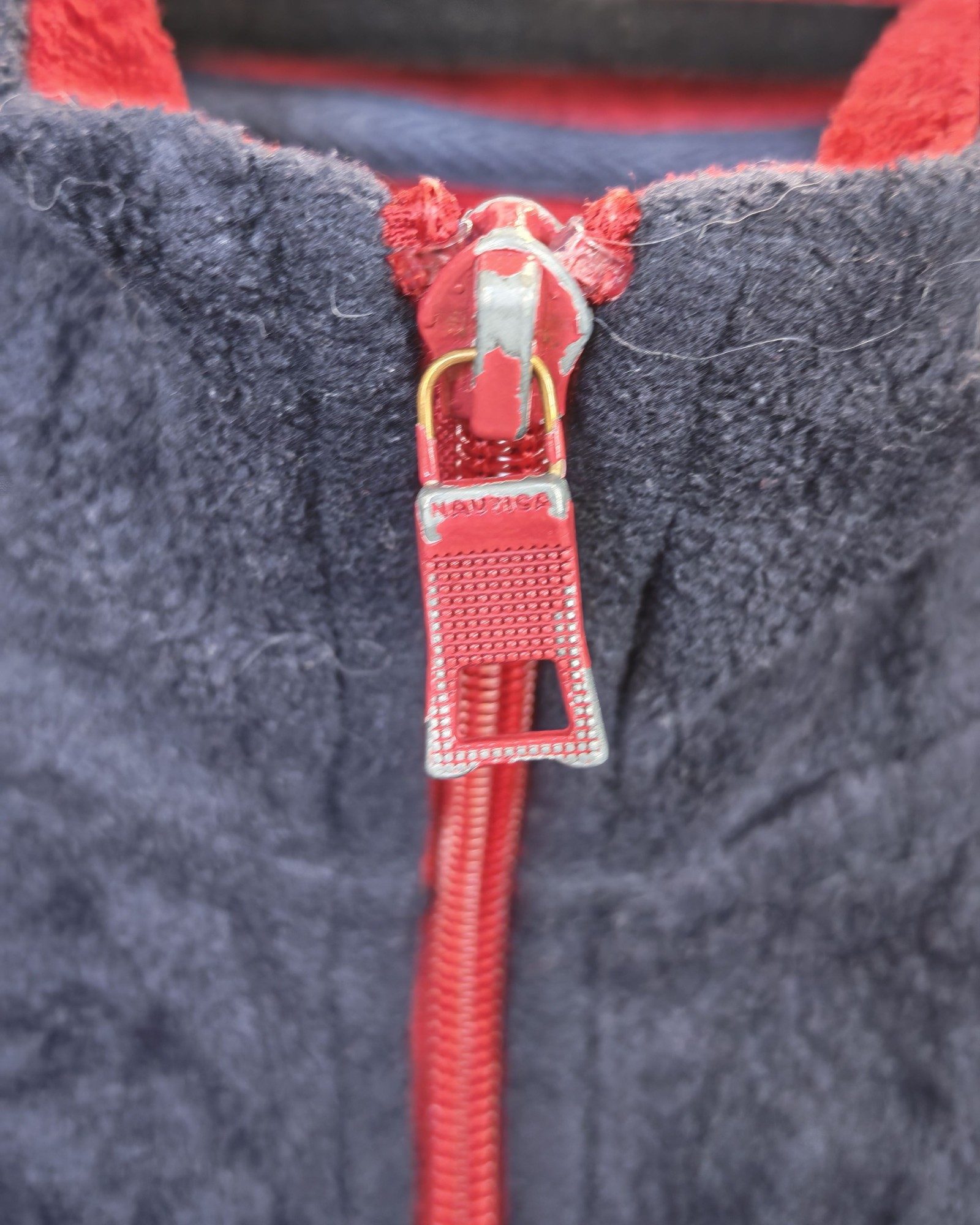 Nautica Navy & Red Fleece Jacket Large Full Zip Gorpcore Sailing Spellout image 9