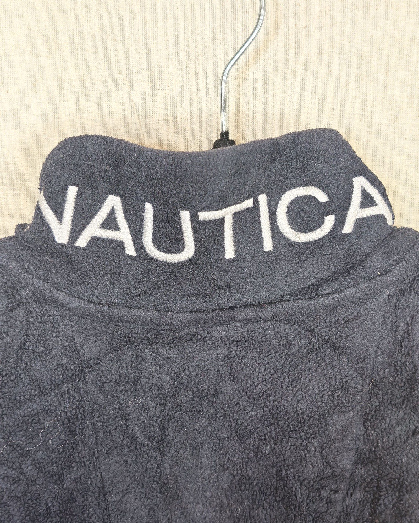 Nautica Navy & Red Fleece Jacket Large Full Zip Gorpcore Sailing Spellout image 7