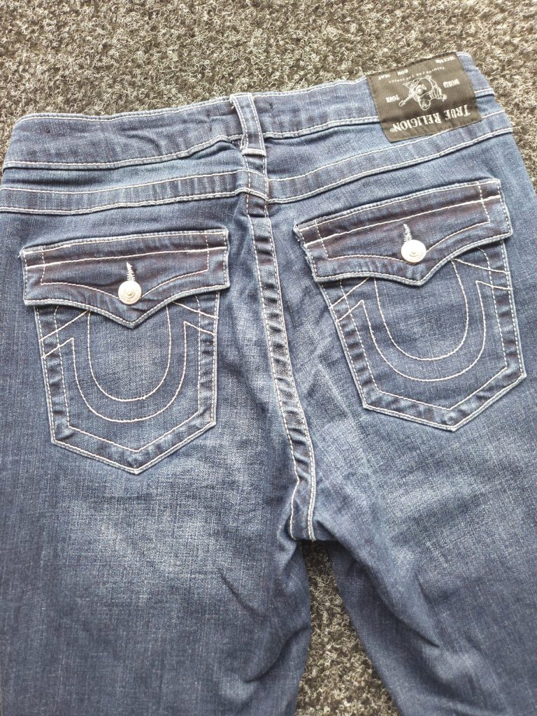 True Religion Petite Skinny Mid Rise Jeans W28 Blue Denim Flap Pocket W27 L29 UK 8