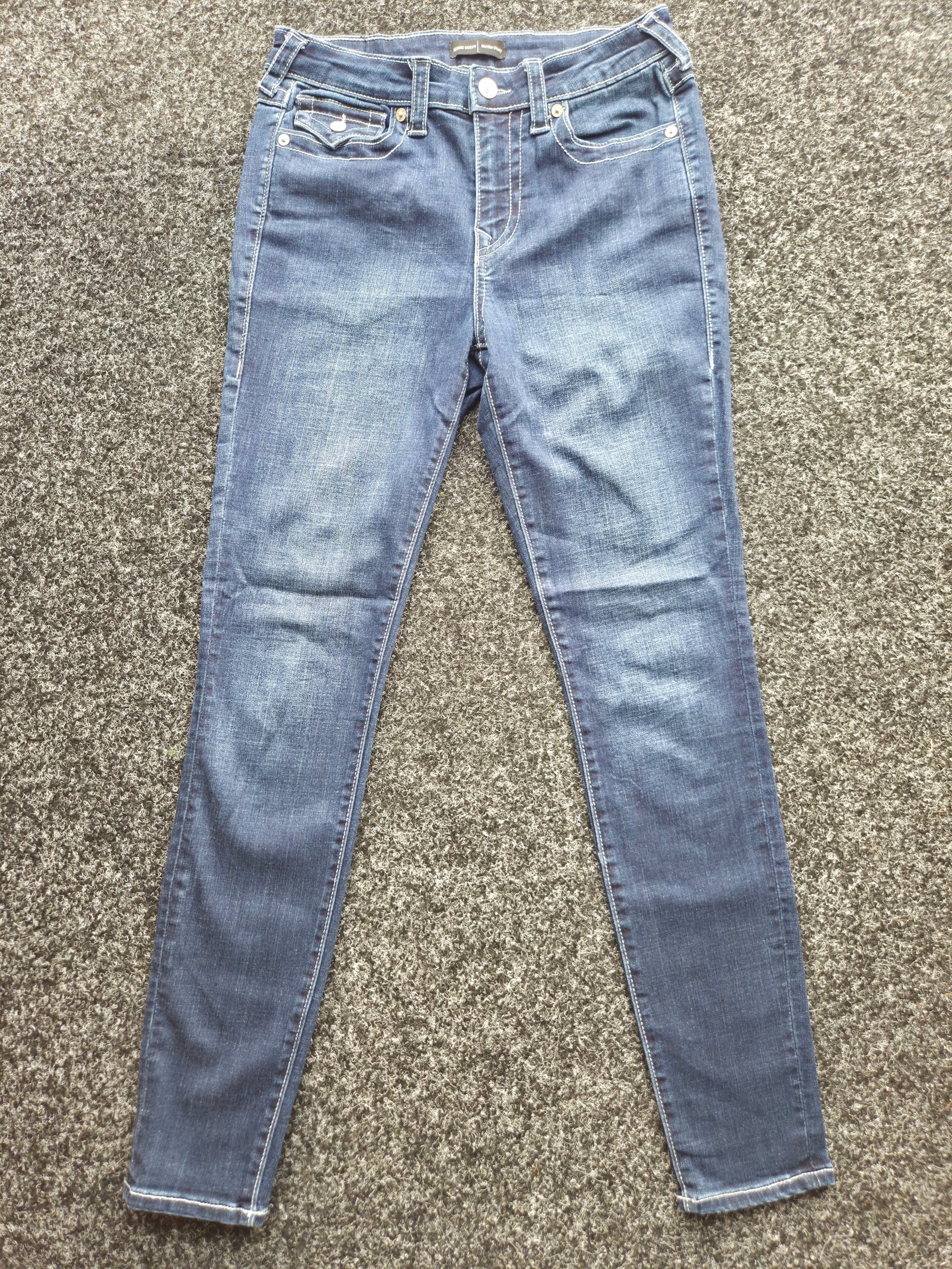 True Religion Petite Skinny Mid Rise Jeans W28 Blue Denim Flap Pocket W27 L29 UK 8 image 2