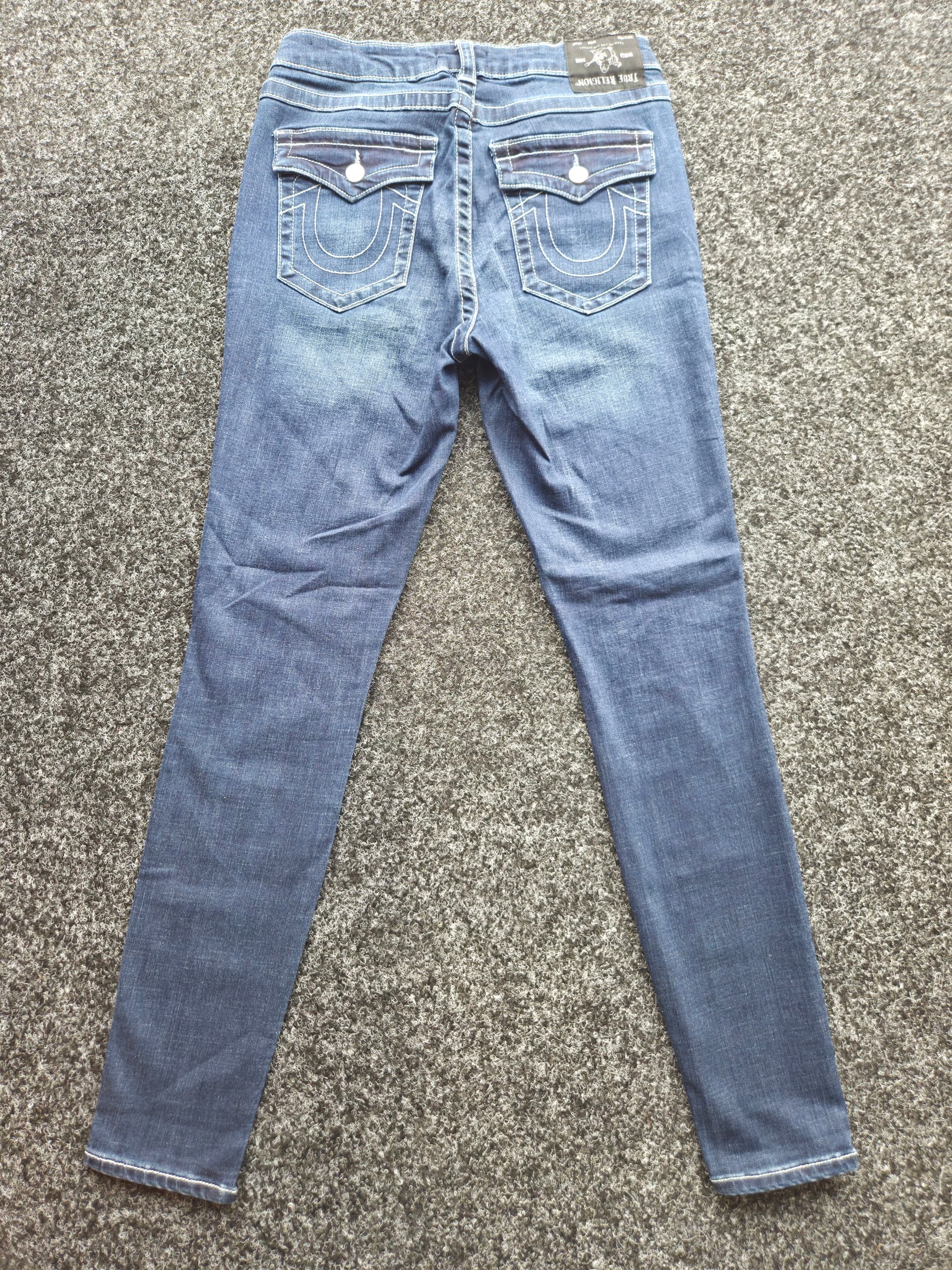 True Religion Petite Skinny Mid Rise Jeans W28 Blue Denim Flap Pocket W27 L29 UK 8 image 3