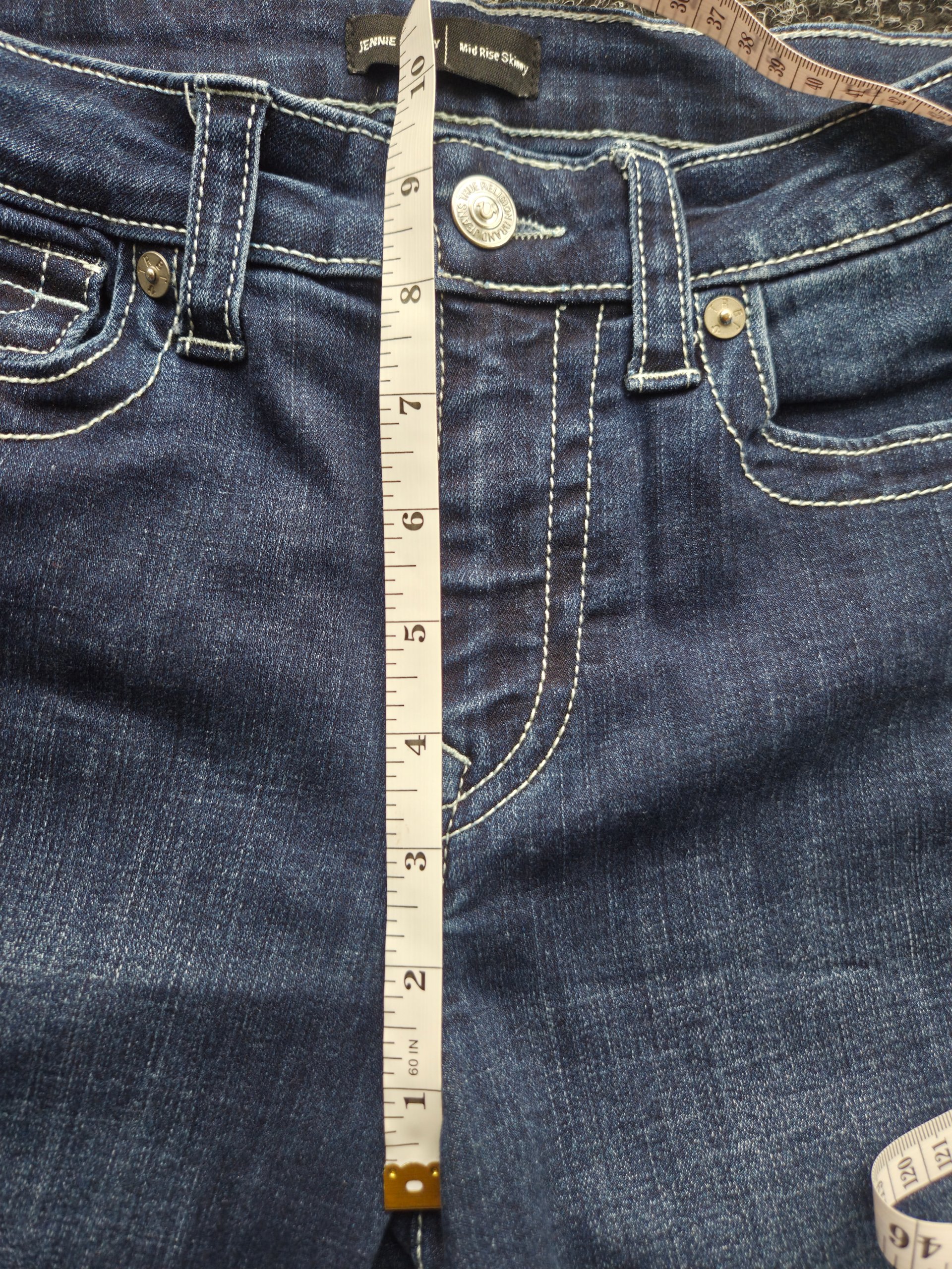 True Religion Petite Skinny Mid Rise Jeans W28 Blue Denim Flap Pocket W27 L29 UK 8 image 7