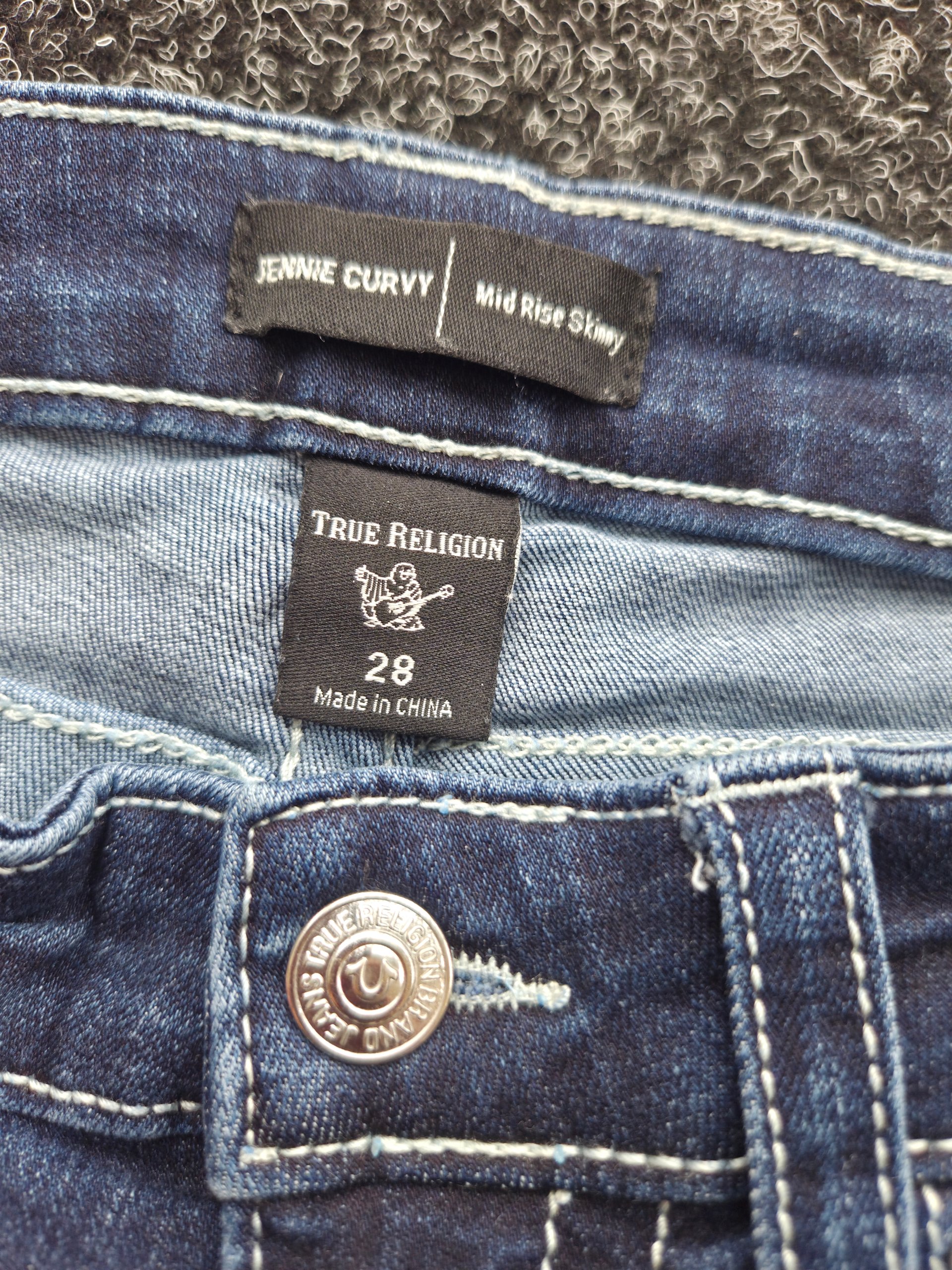 True Religion Petite Skinny Mid Rise Jeans W28 Blue Denim Flap Pocket W27 L29 UK 8 image 10