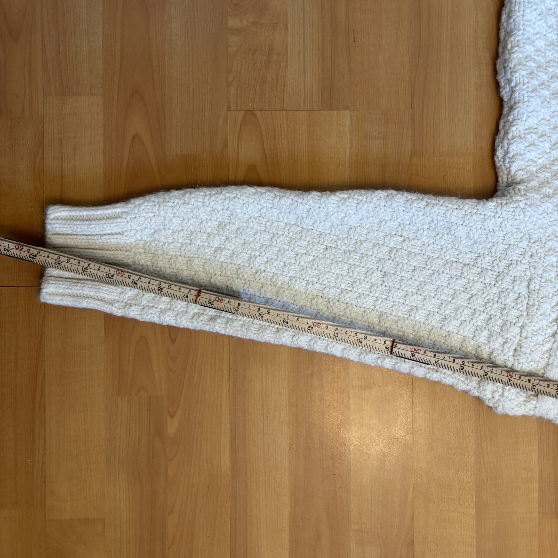 Cream Handmade Wool Cable Knit Sweater Medium image 6