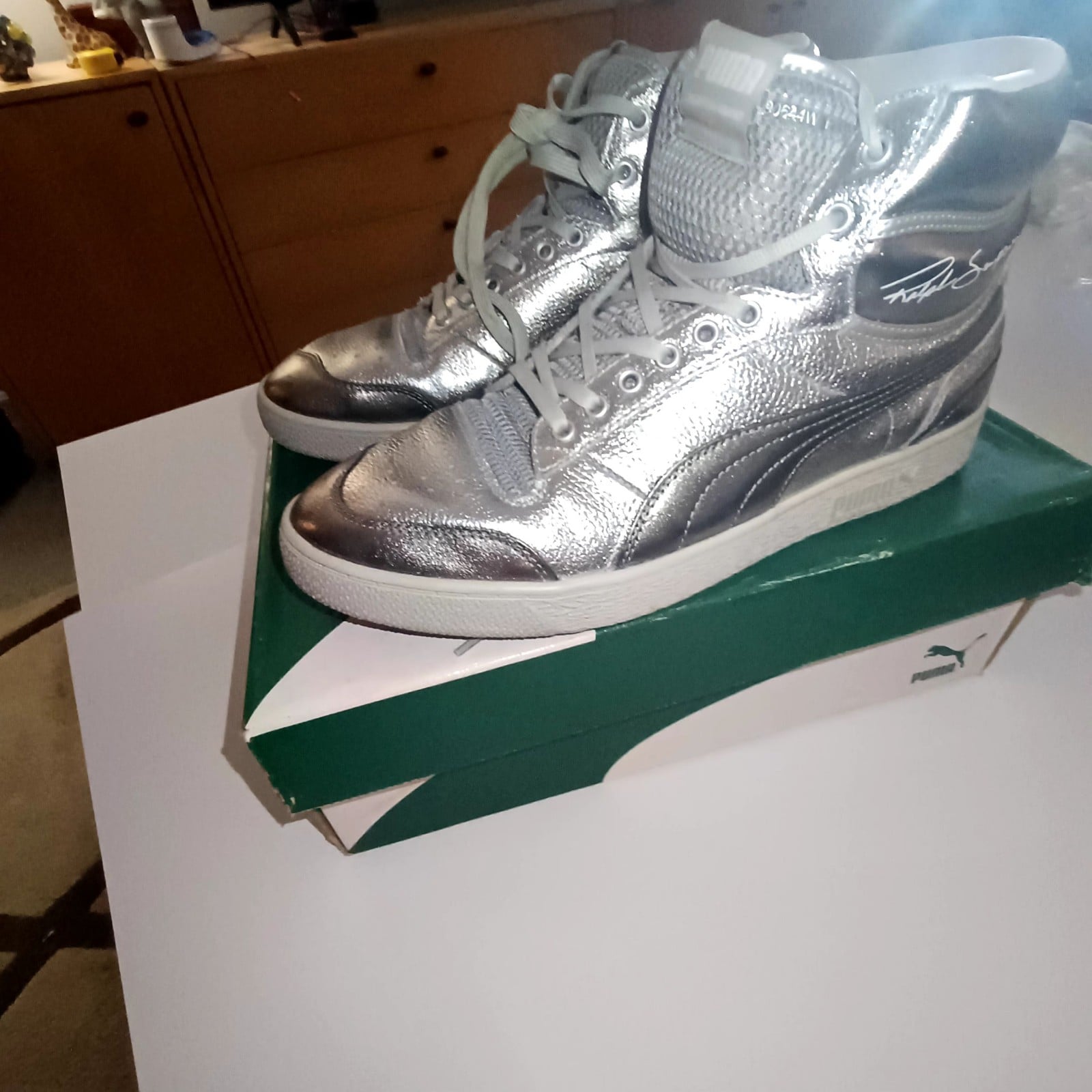 Puma x Ralph Sampson Silver High Top Sneakers US 12 Shock Wedge
