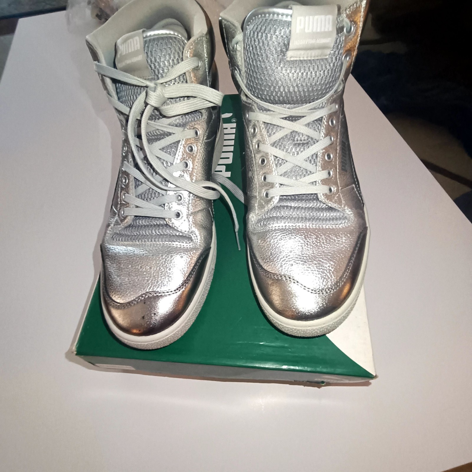 Puma x Ralph Sampson Silver High Top Sneakers US 12 Shock Wedge image 2