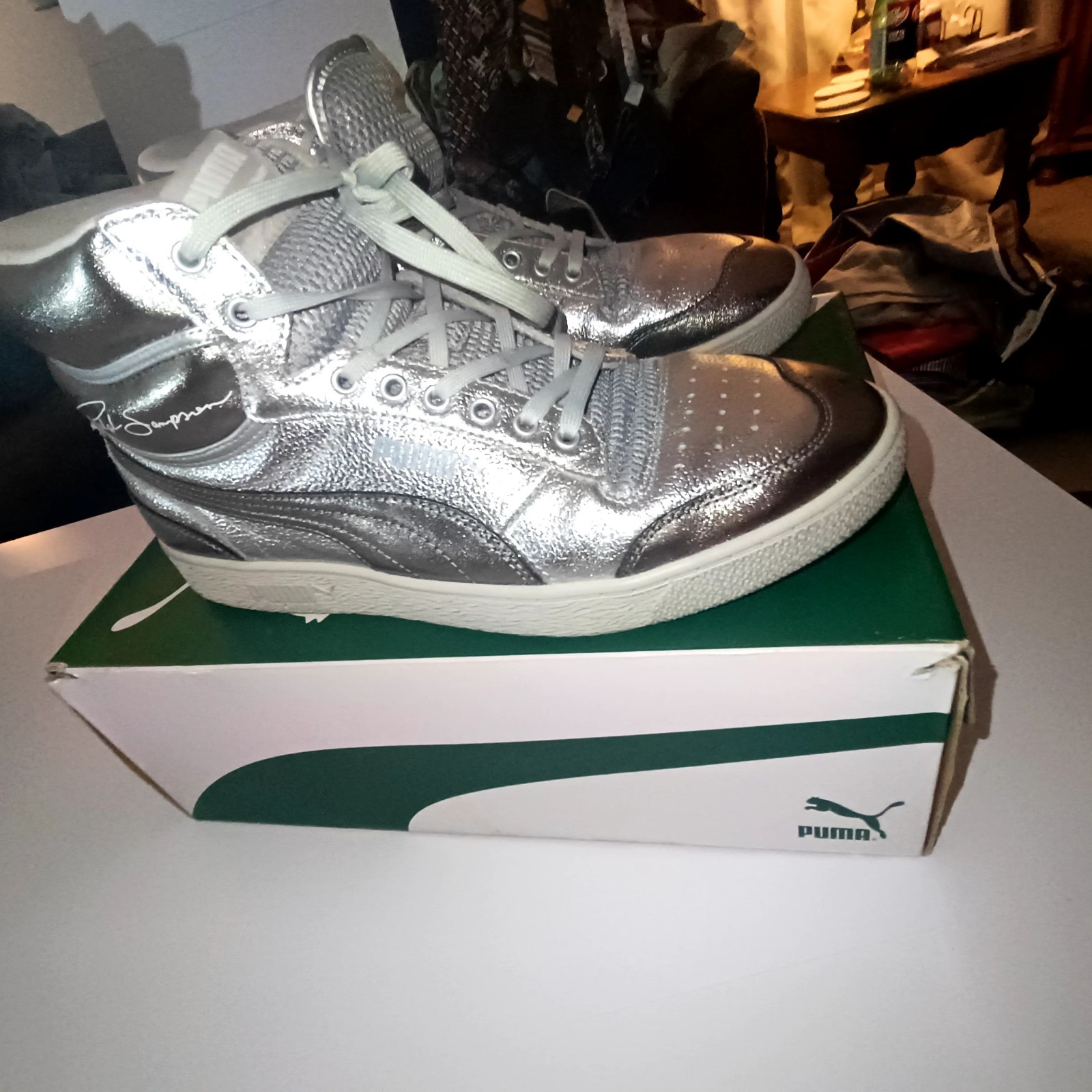 Puma x Ralph Sampson Silver High Top Sneakers US 12 Shock Wedge image 4