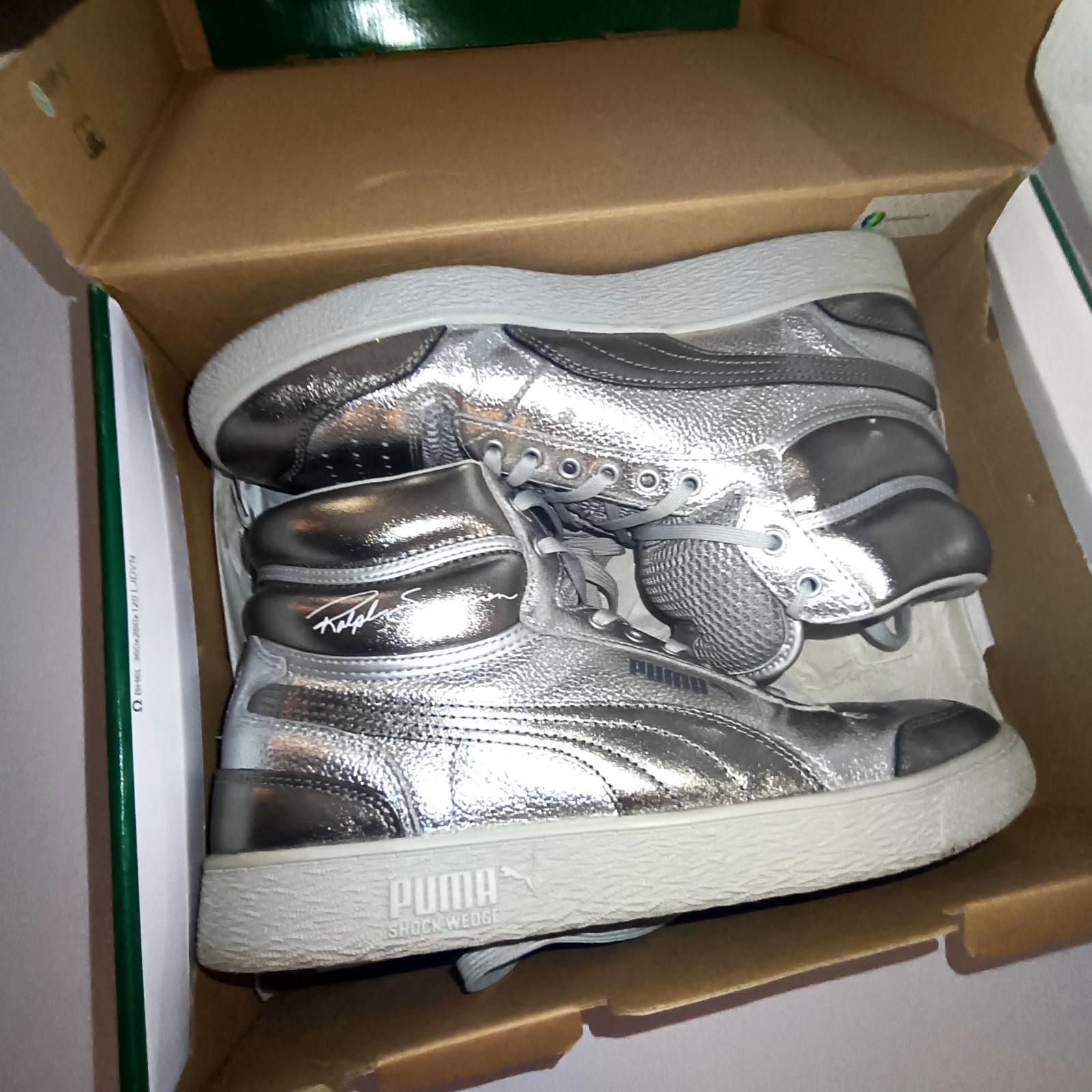 Puma x Ralph Sampson Silver High Top Sneakers US 12 Shock Wedge image 9