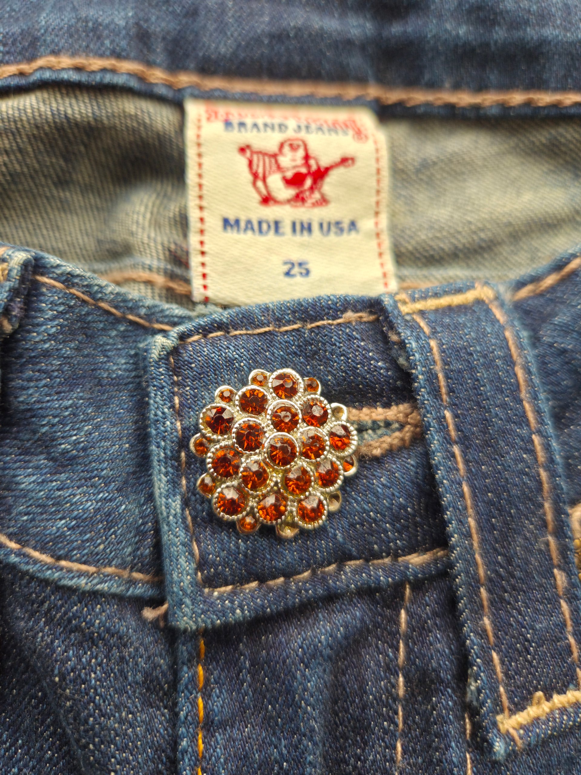 True Religion USA Low Rise Embellished Skinny/Slim Jeans W25 UK 6 Y2K McBling Petite image 4