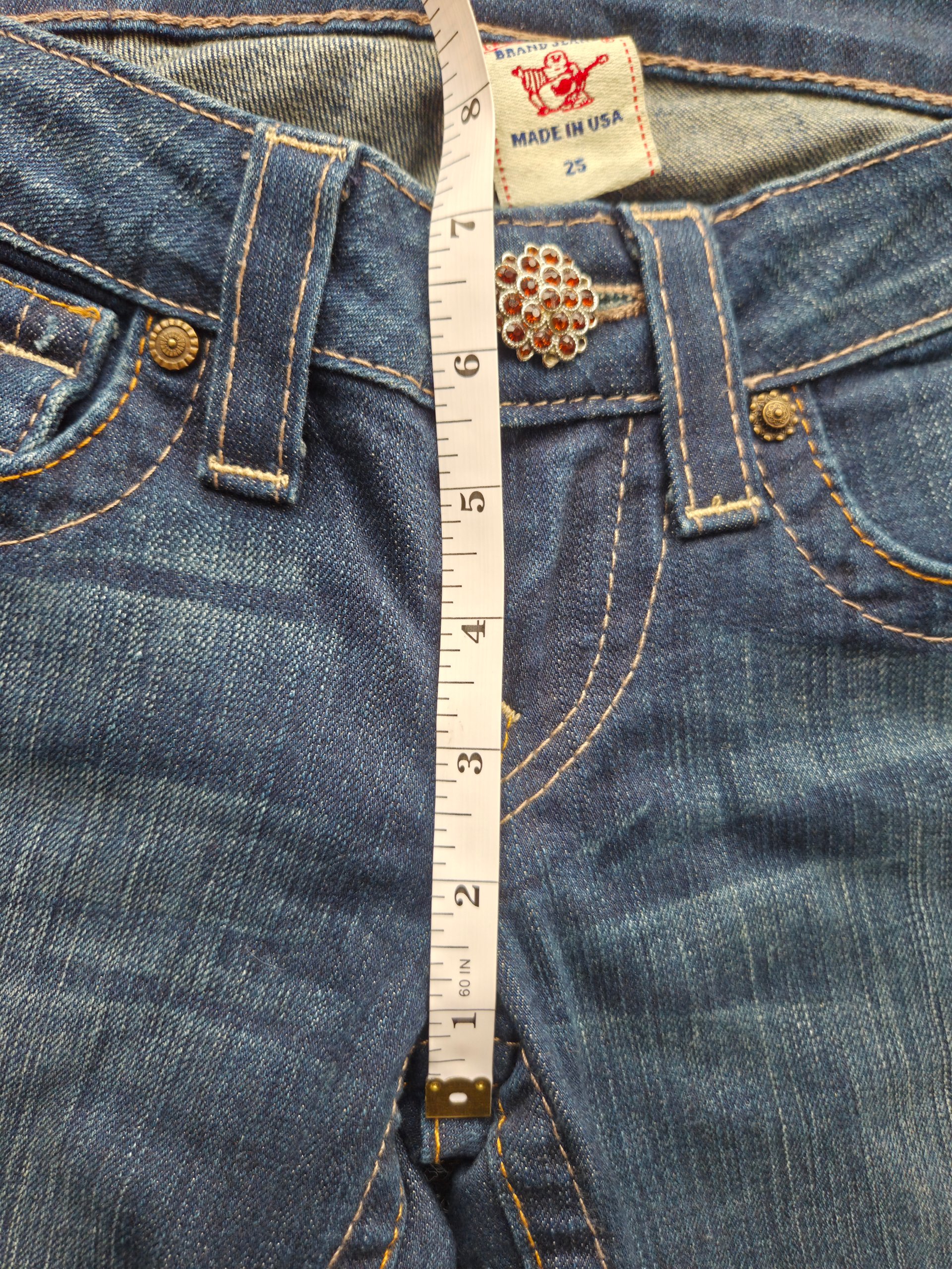 True Religion USA Low Rise Embellished Skinny/Slim Jeans W25 UK 6 Y2K McBling Petite image 7