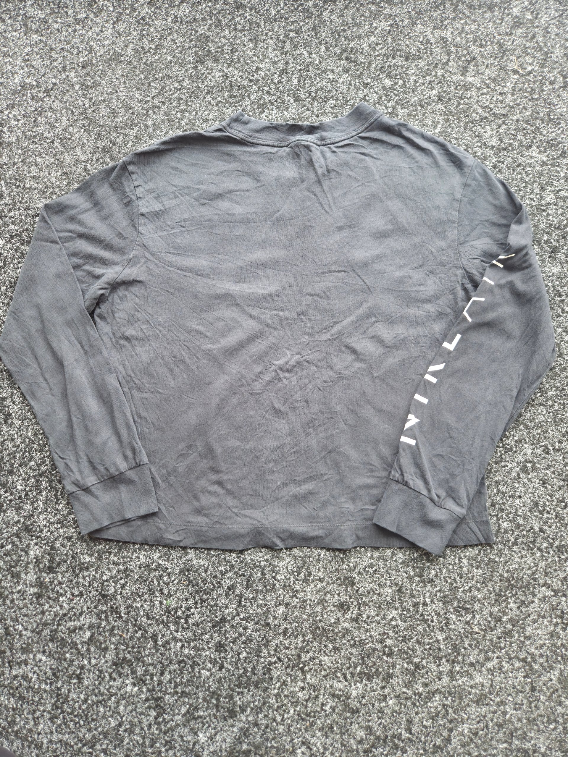 Nike Air Long Sleeve Graphic T-Shirt Black Women’s XS Swoosh Logo Sleeve Print image 4