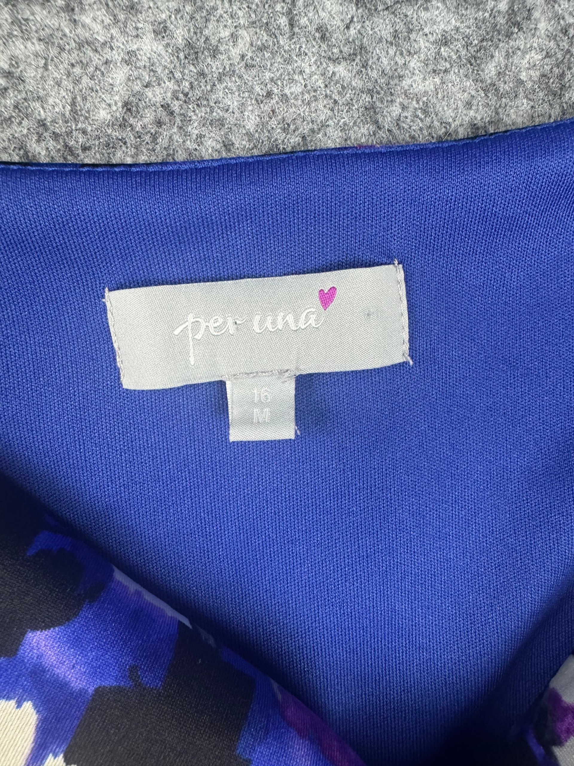 Per Una Purple & Blue Print Twist Front Dress UK 16 image 2