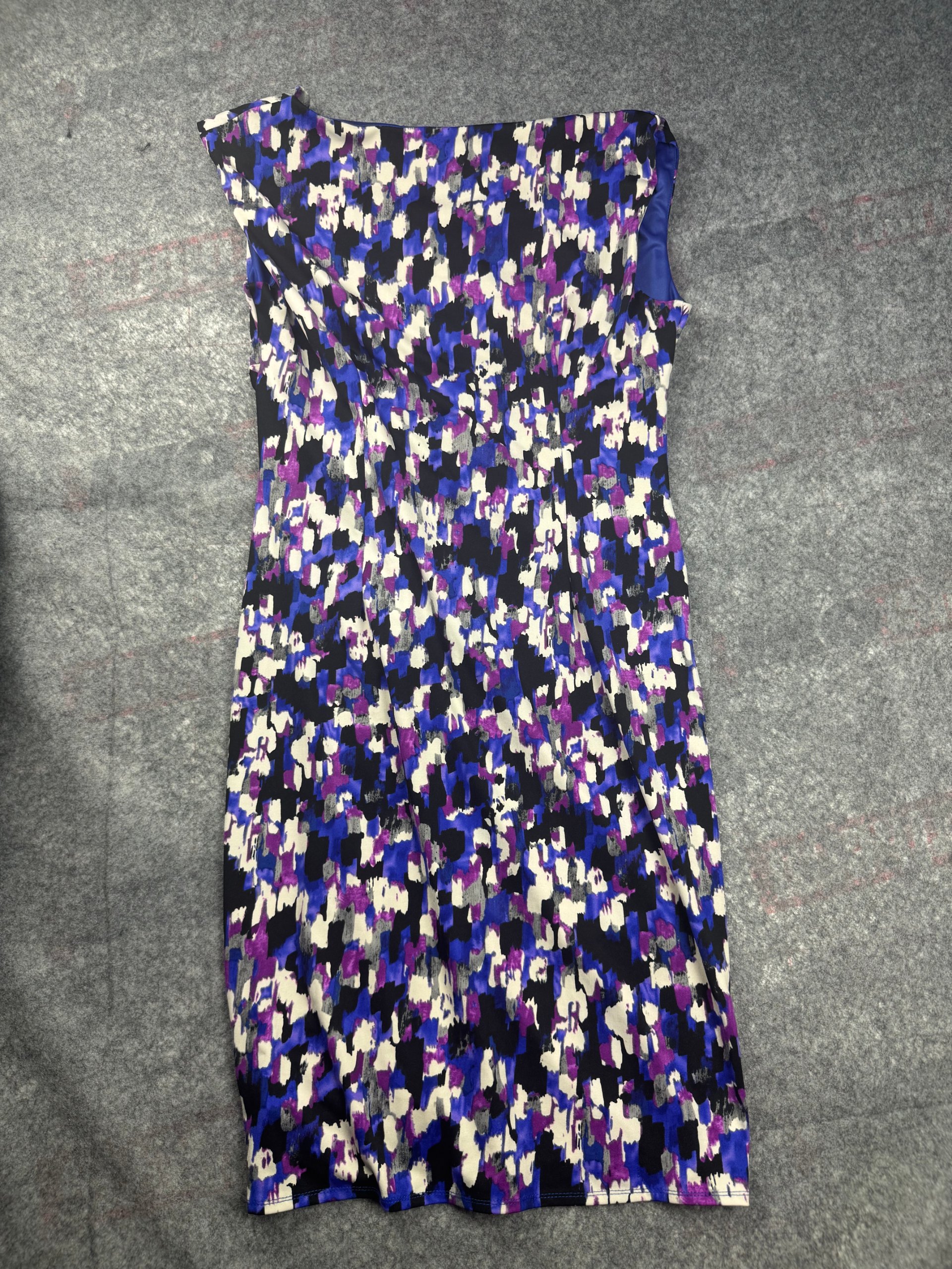 Per Una Purple & Blue Print Twist Front Dress UK 16 image 3