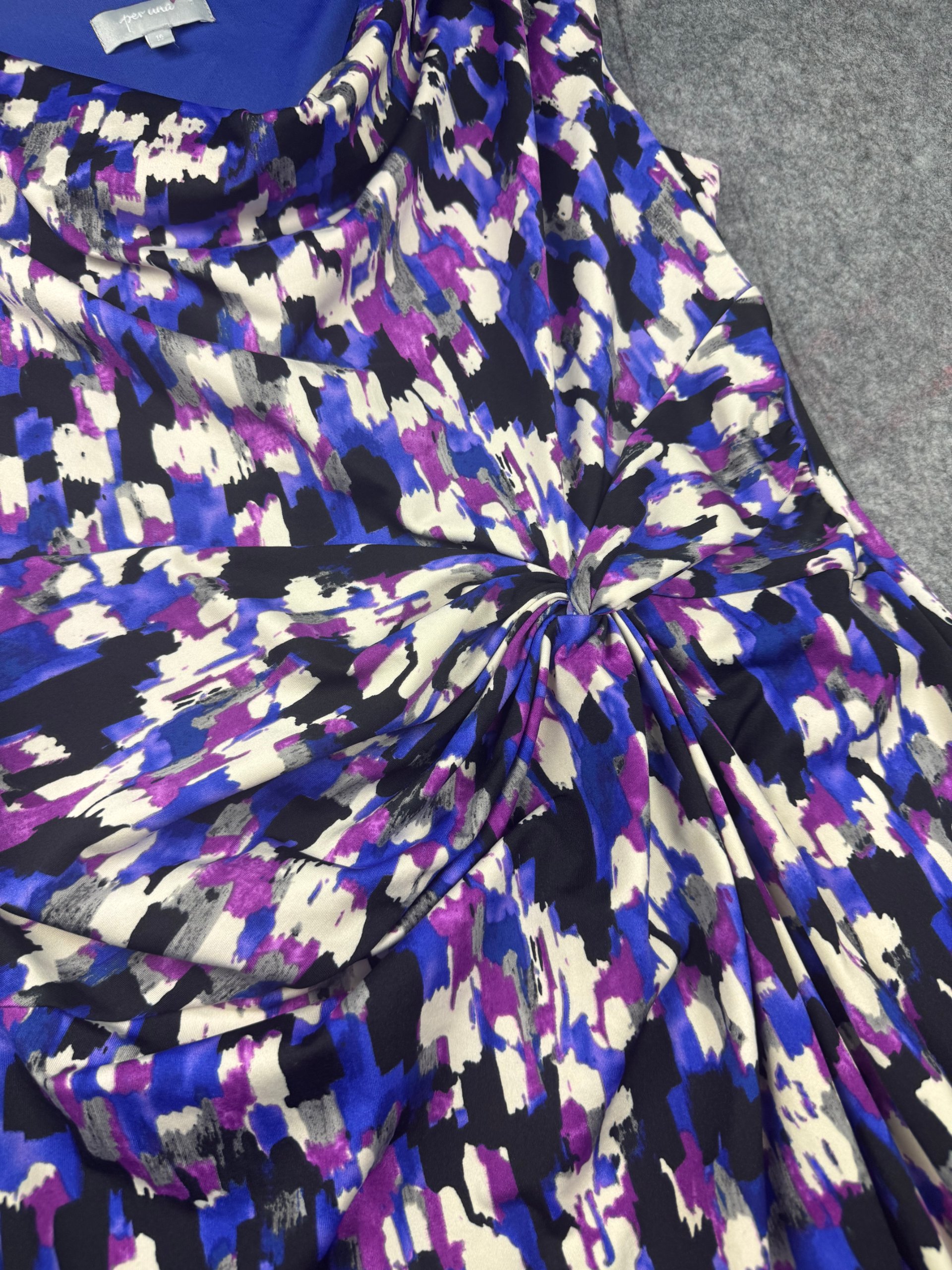 Per Una Purple & Blue Print Twist Front Dress UK 16 image 4