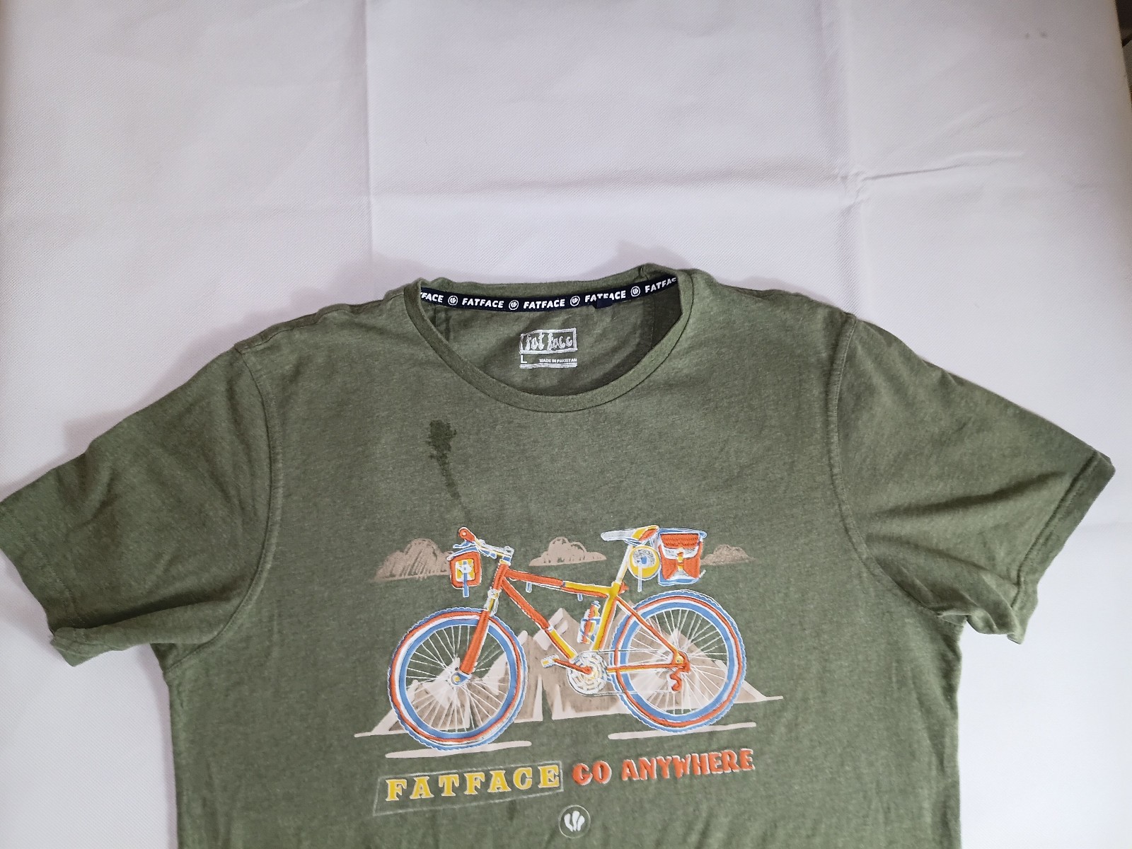 FatFace Men's Green Bike Print T-Shirt Large image 2