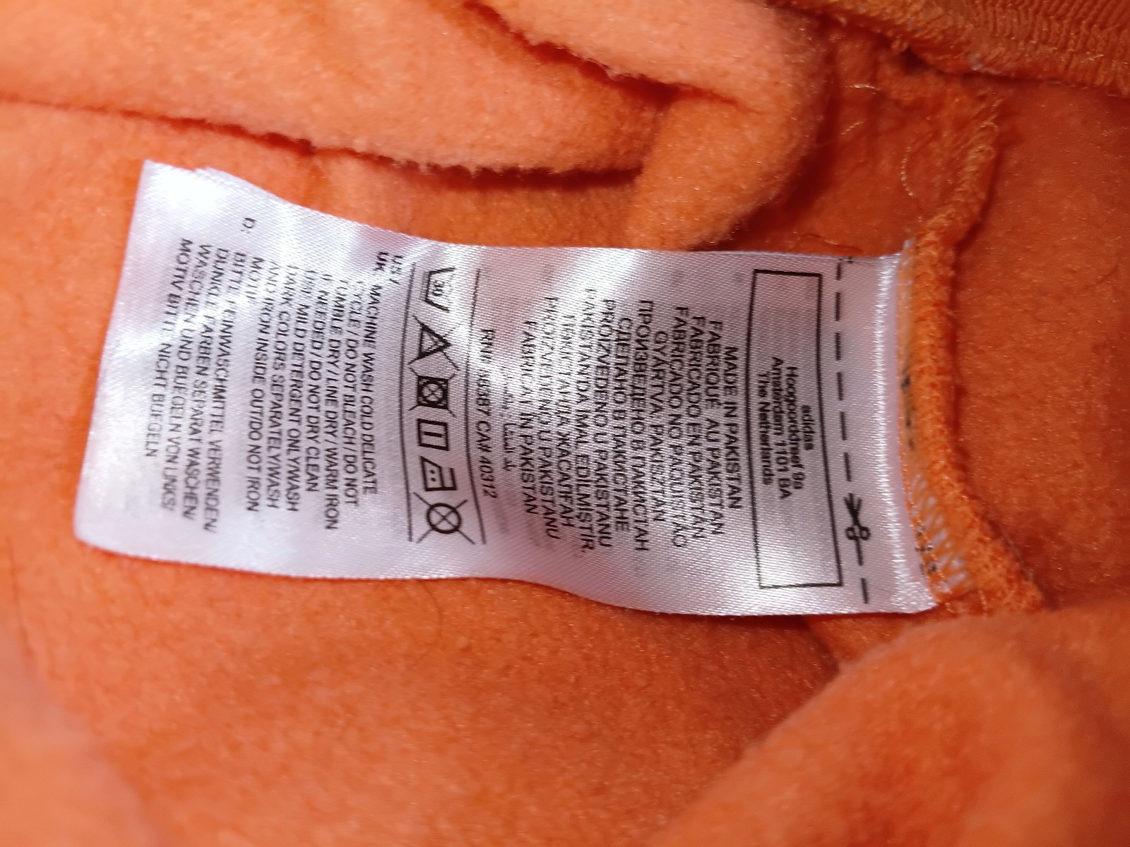 Adidas Orange Cotton Fleece Joggers Large