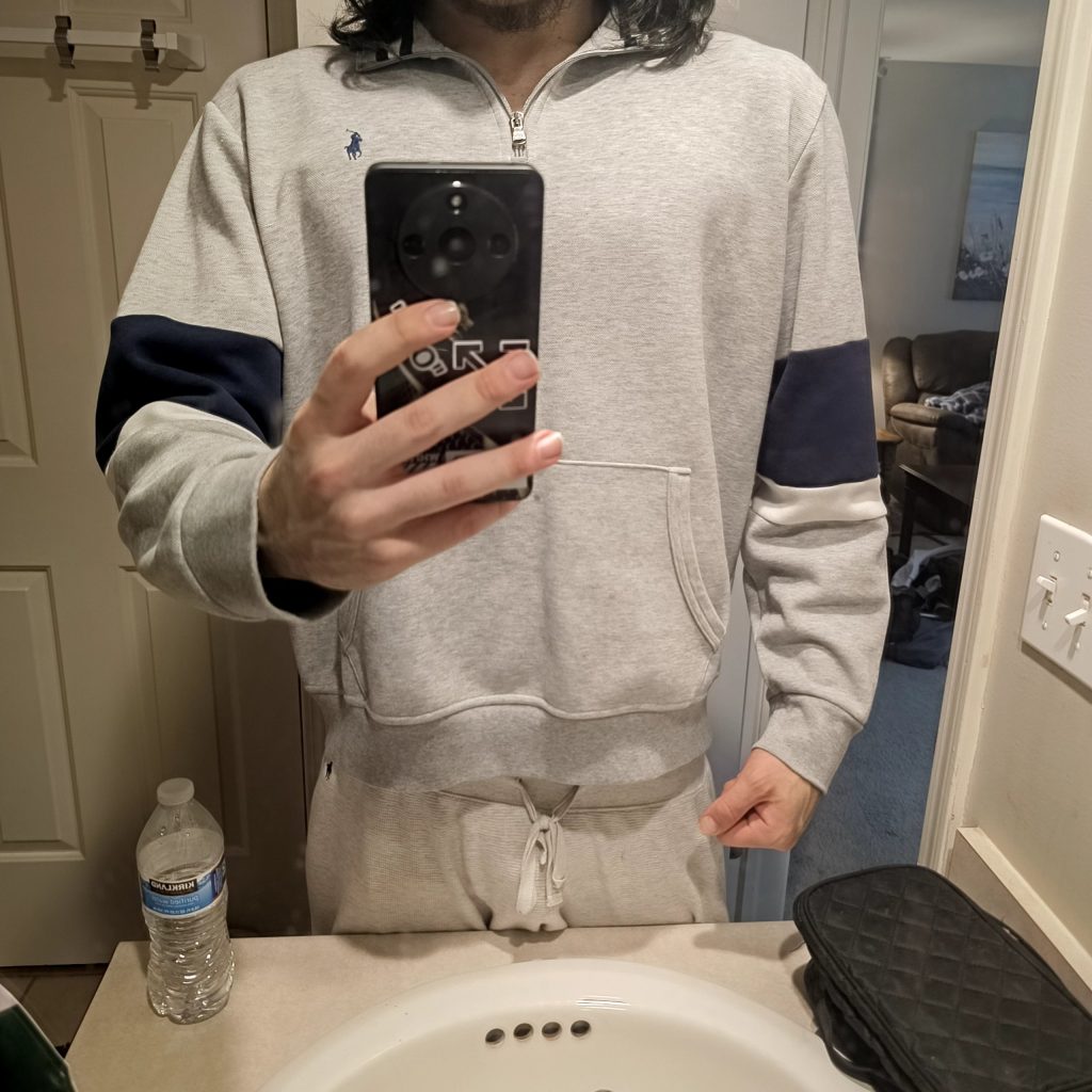 Polo Ralph Lauren Men's Grey & Navy Quarter-Zip Sweatshirt XL
