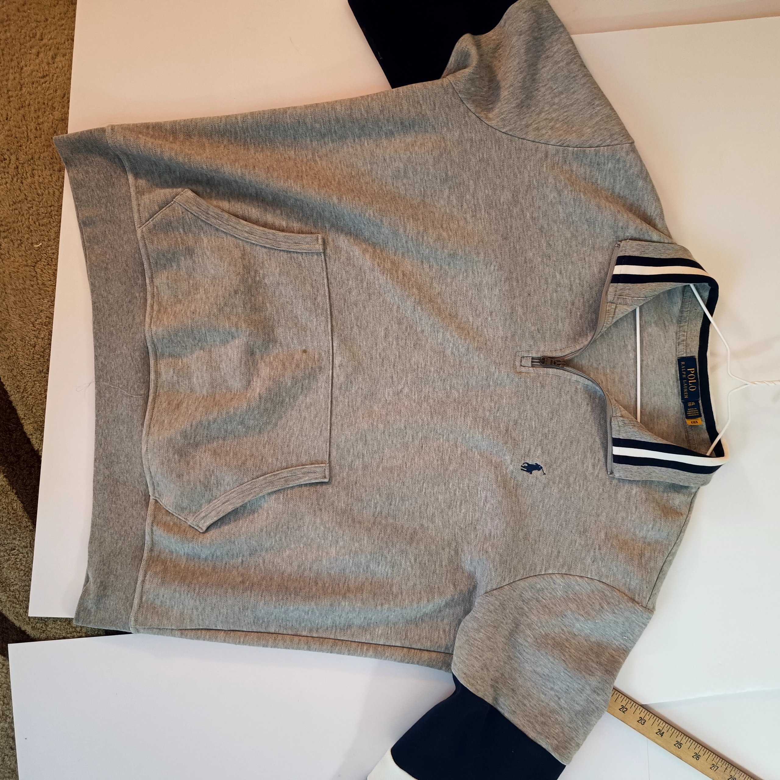 Polo Ralph Lauren Men's Grey & Navy Quarter-Zip Sweatshirt XL image 2