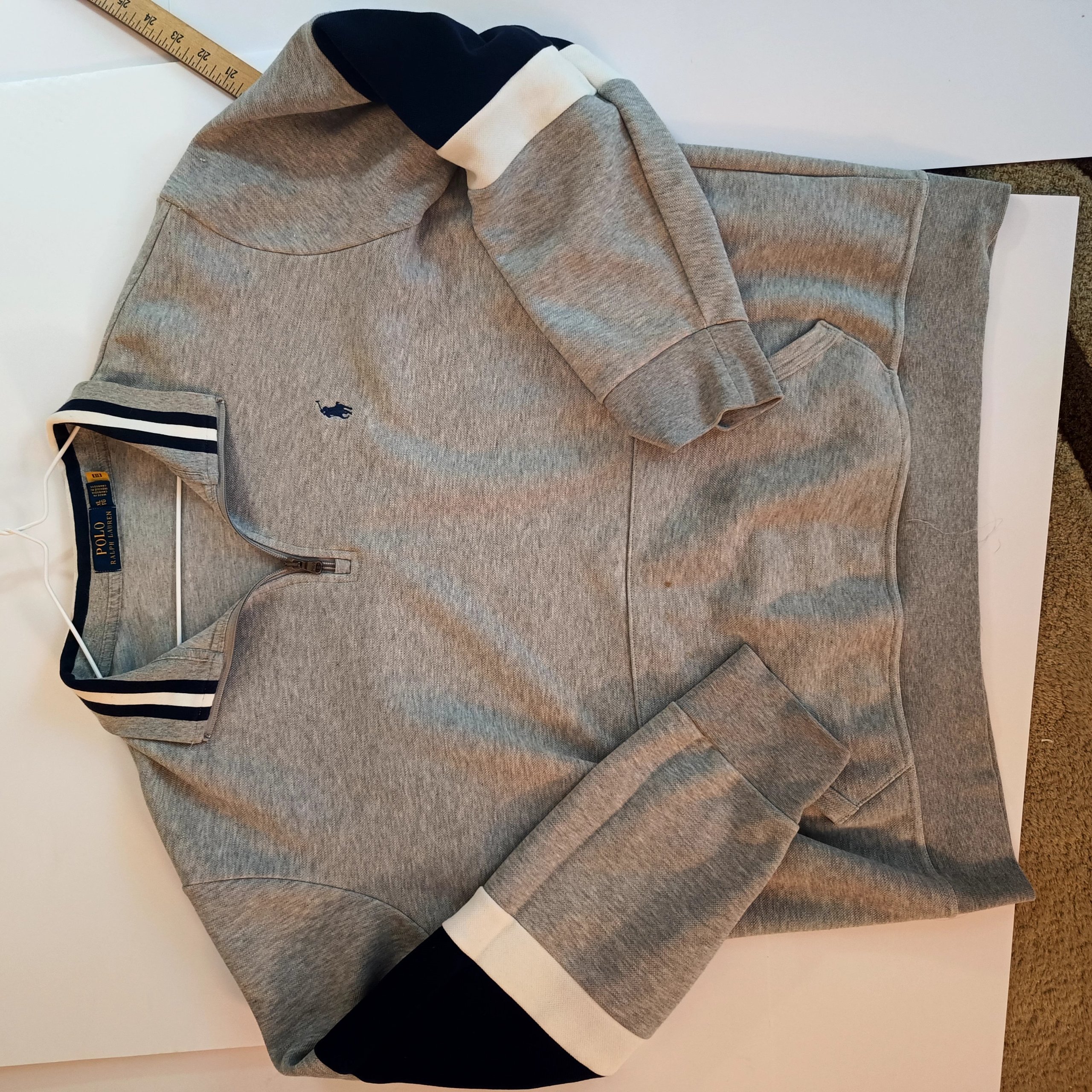 Polo Ralph Lauren Men's Grey & Navy Quarter-Zip Sweatshirt XL image 10