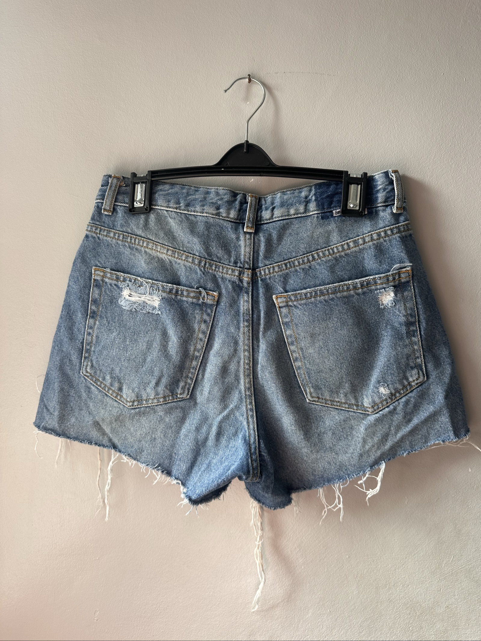 Bershka Blue Denim High Waist Distressed Shorts EUR 36 image 3