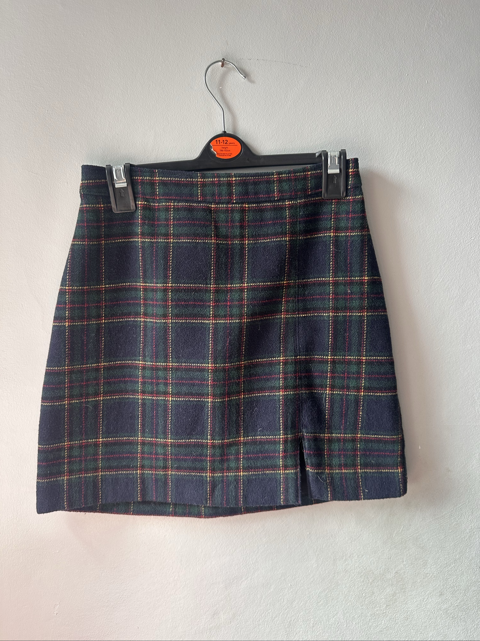 Hollister Women's Navy & Green Check Ultra High-Rise Mini Skirt XS