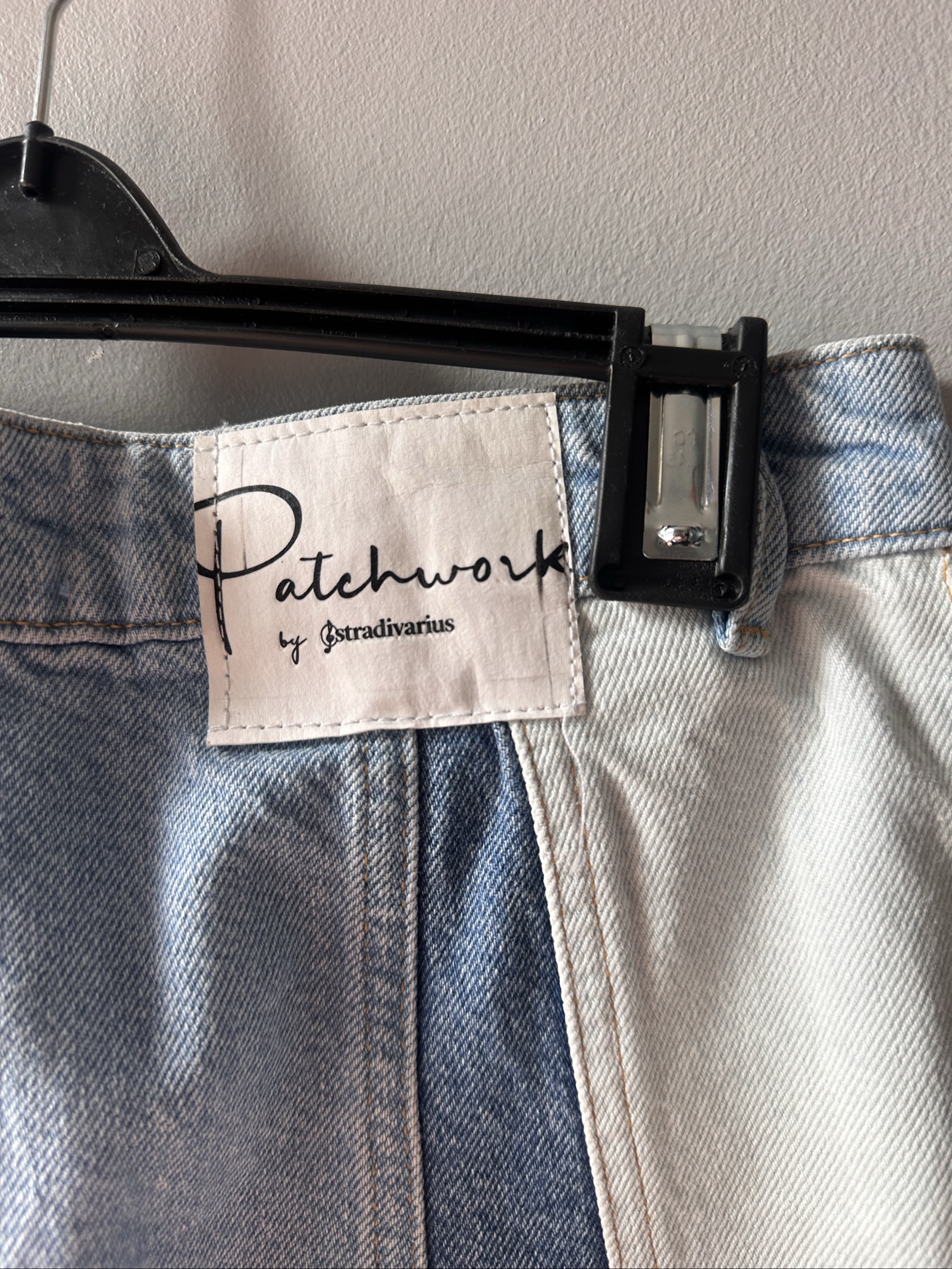 Patchwork by Stradivarius Blue & White Denim Skirt UK 10 image 3