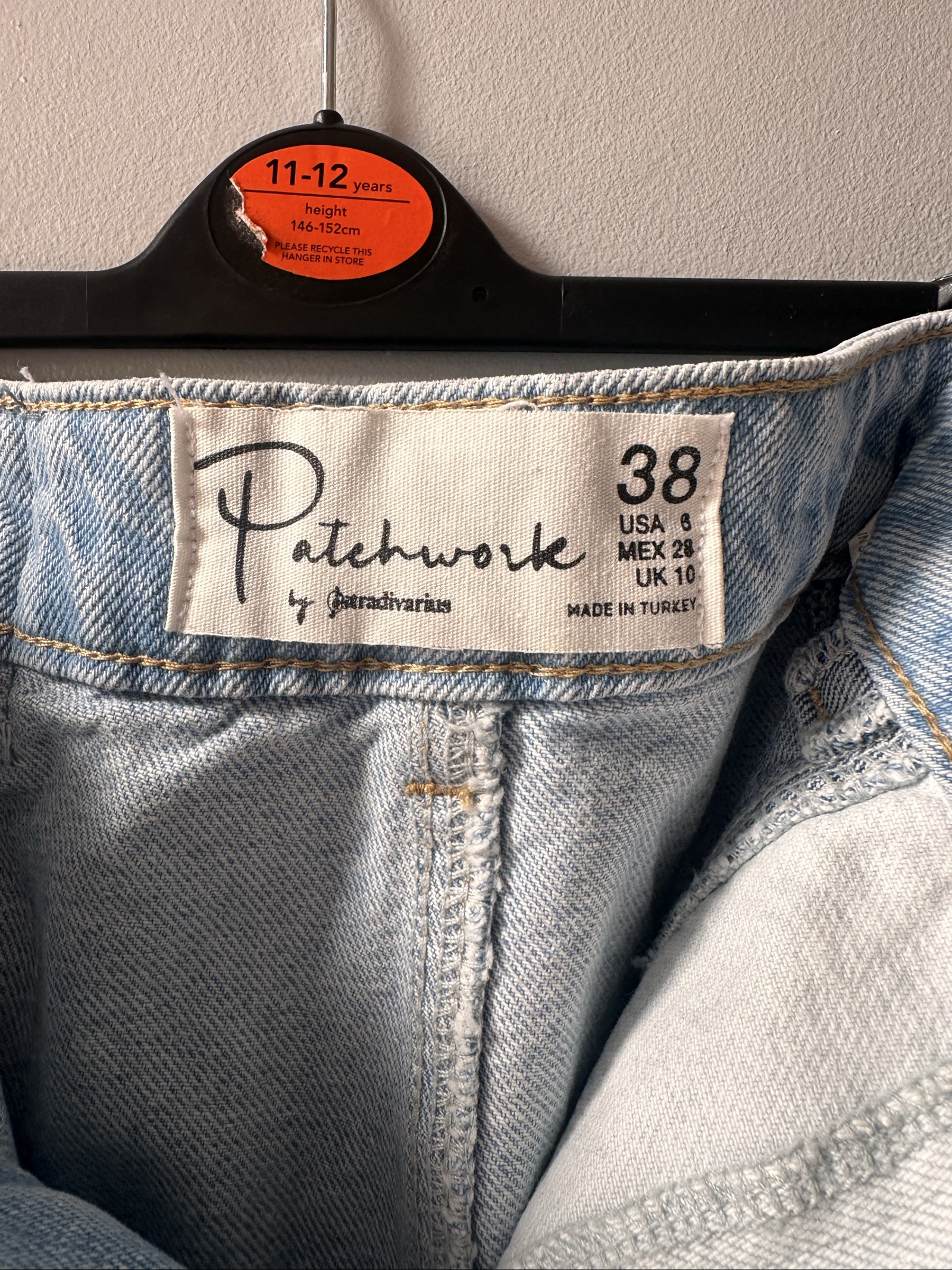 Patchwork by Stradivarius Blue & White Denim Skirt UK 10 image 4