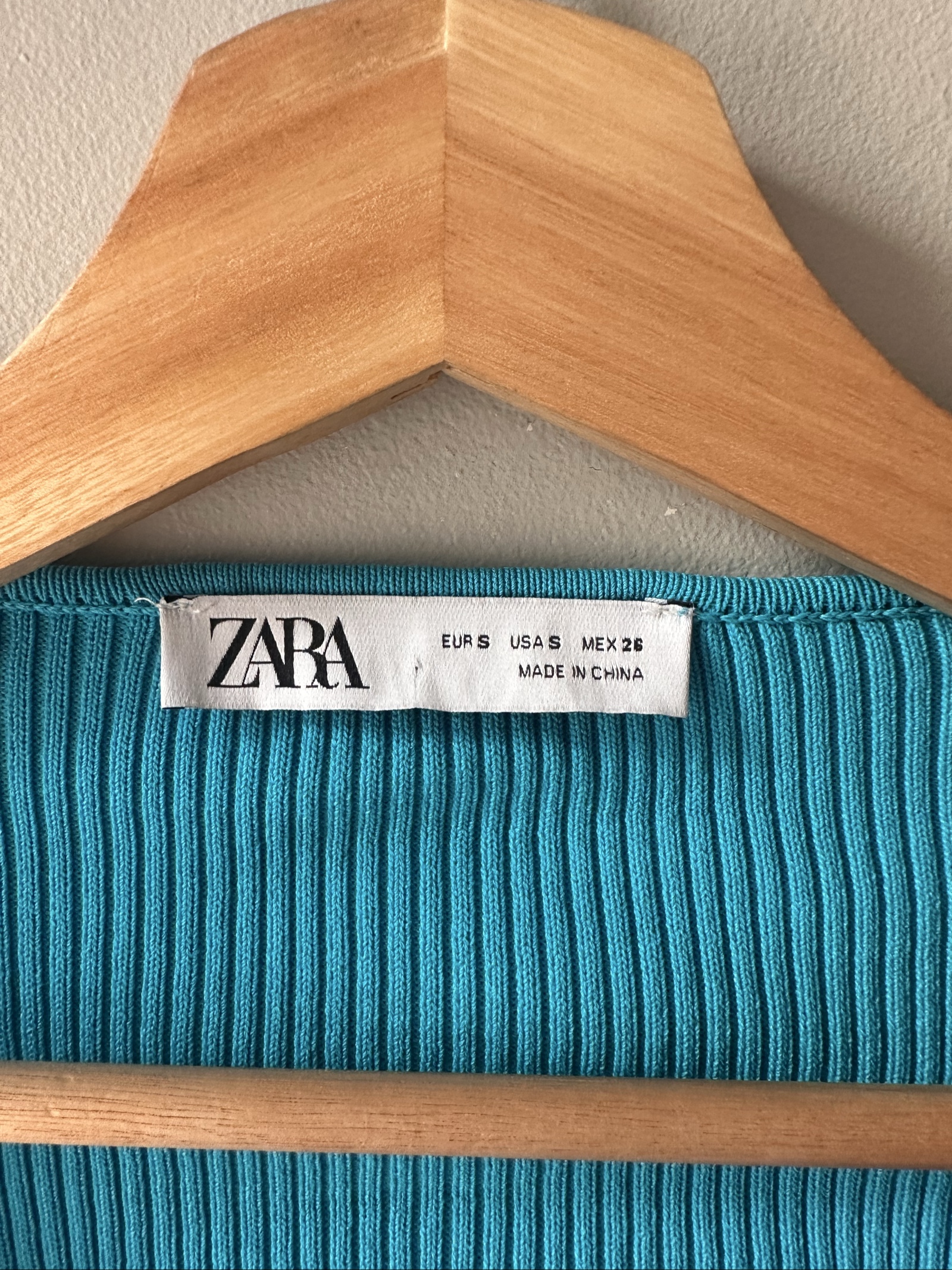 Zara Women's Blue Ribbed Crop Cardigan Small Tie Front image 3