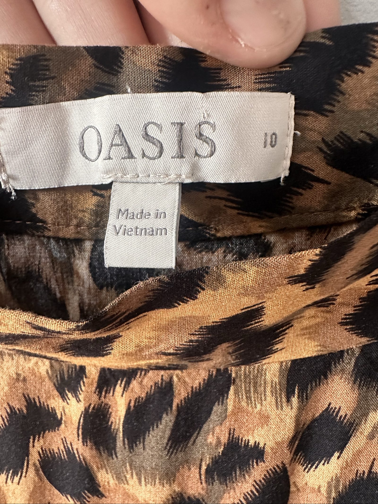 Oasis Women's Brown & Black Leopard Print Ruffle Skirt UK 10 image 3