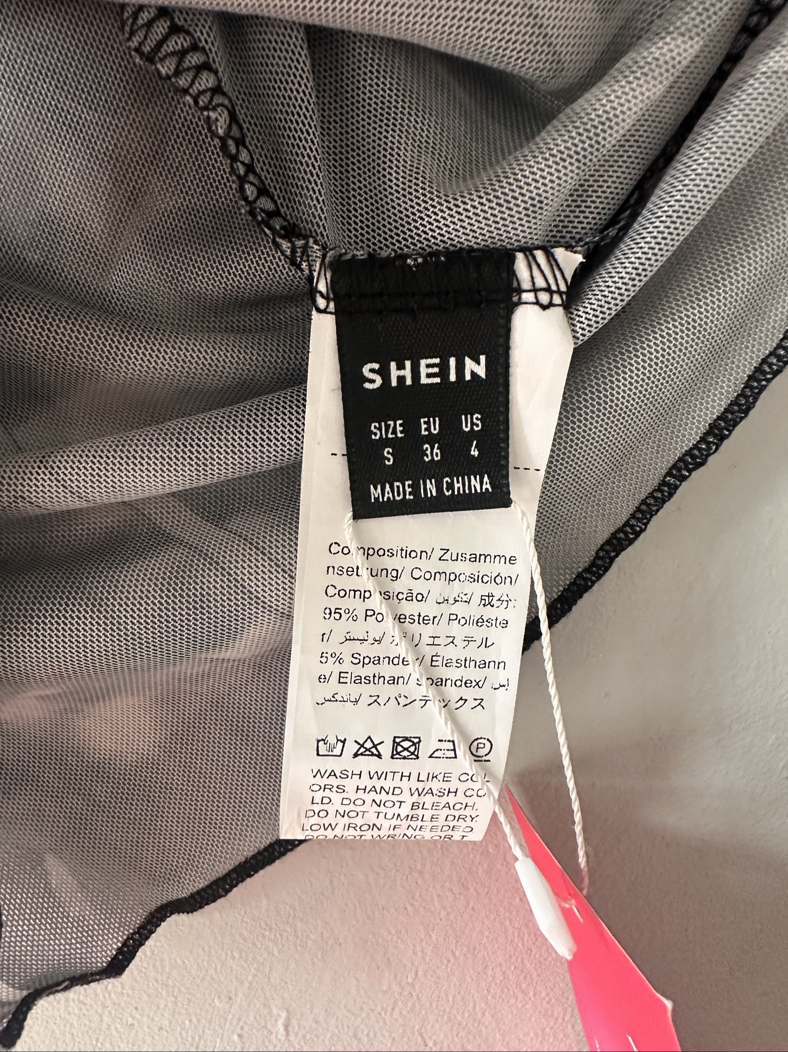 SHEIN Women's Black Grey Mesh Sleeveless Crop Top Small 95% Polyester 5% Spandex image 3