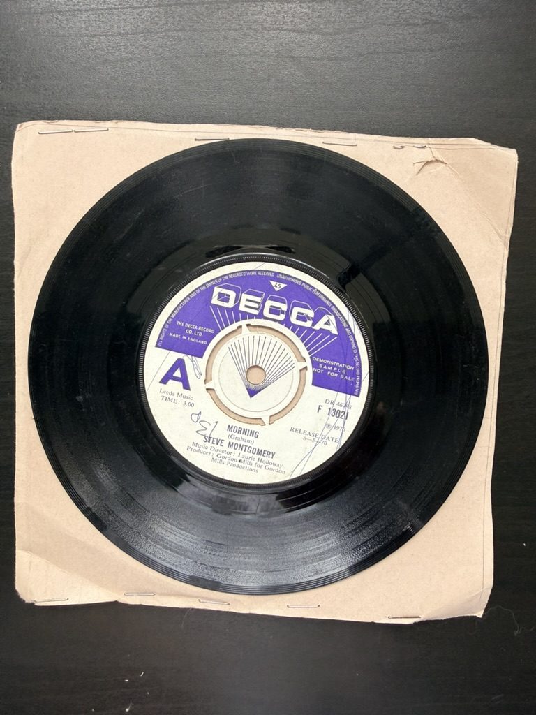 Steve Montgomery Vinyl 45 RPM Single Records 1970 "Morning" and "Sticks and Stones."