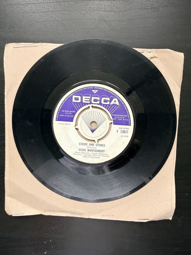 Steve Montgomery Vinyl 45 RPM Single Records 1970 "Morning" and "Sticks and Stones." image 2