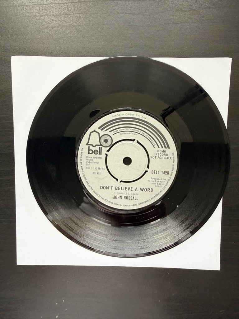 John Rossall Vinyl 7" Single You’ll Never Know & Don’t Believe a Word image 2