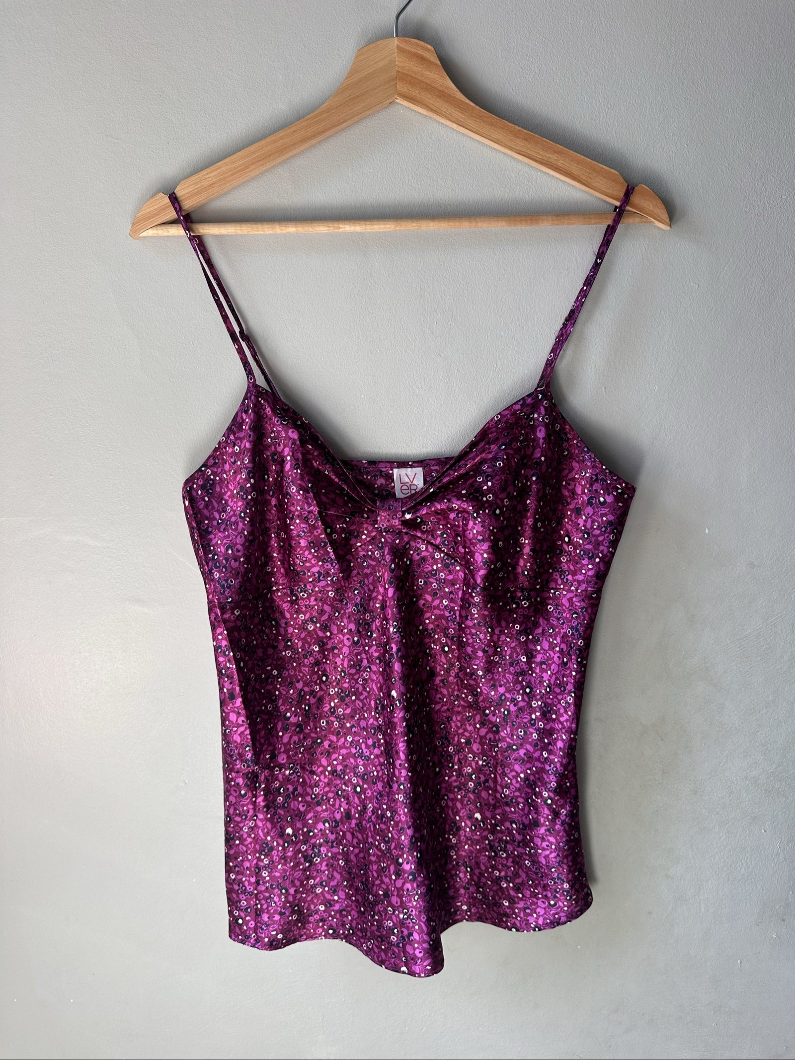 Lver Women's Purple Floral Satin Camisole Medium